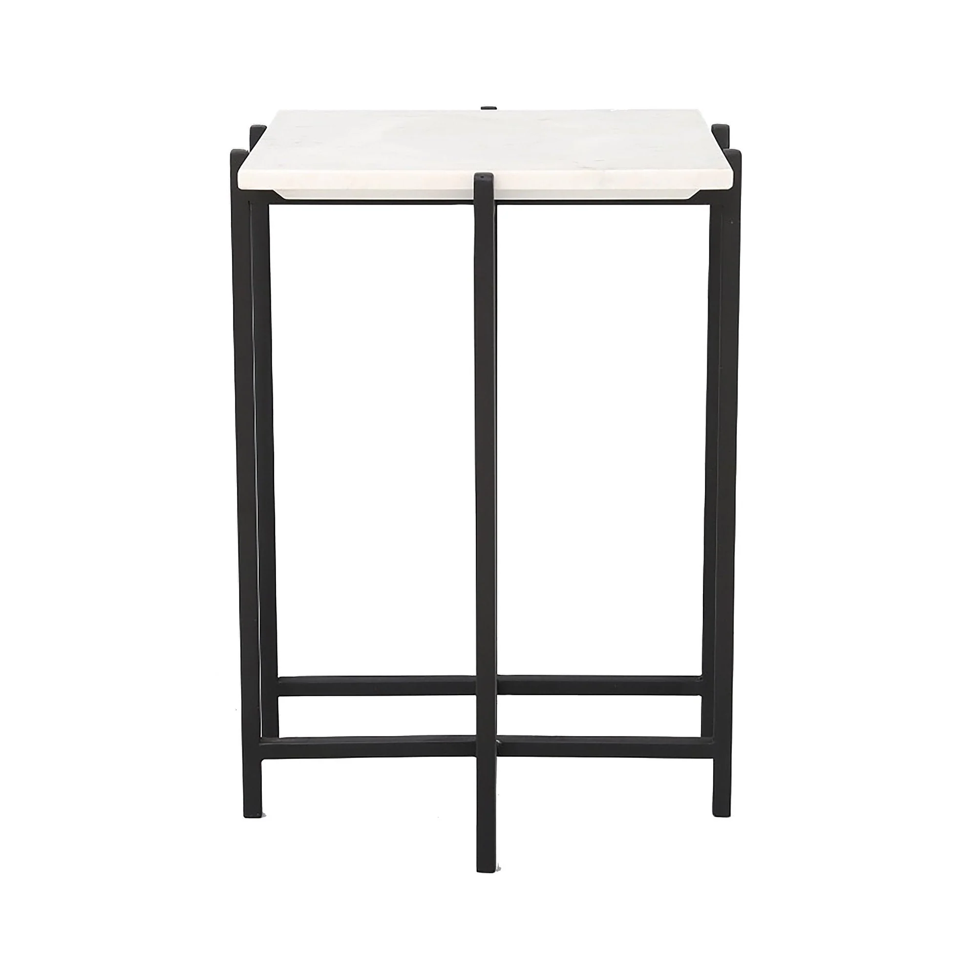 Reliable Function Side Table - White Marble Black Base Secure