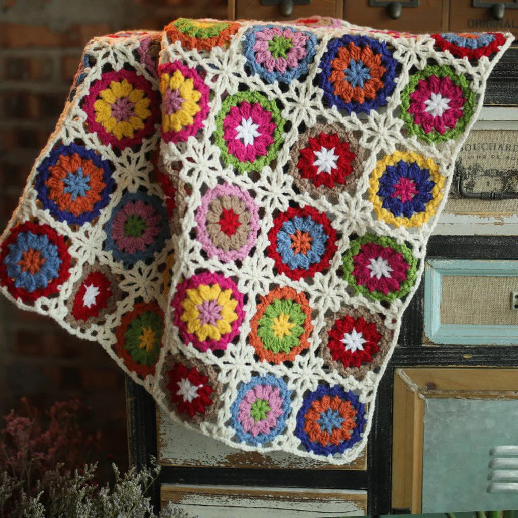 Optimized Granny Square Crochet Blanket Natural