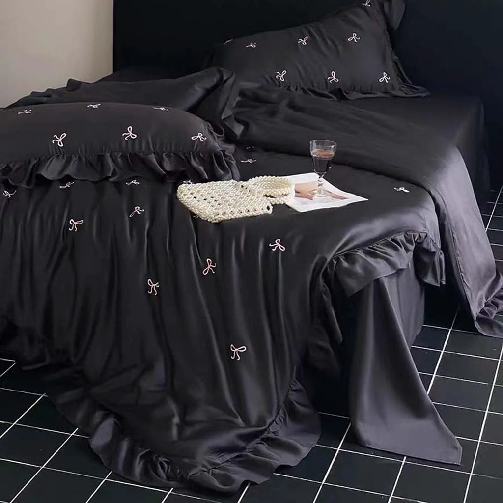 Optimized Chic Bow Embroidery Duvet Cover Comfortable