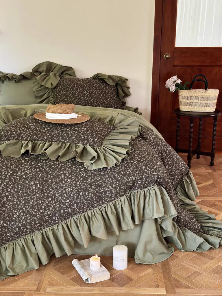 Enhanced Coquette Floral Ruffle Duvet Cover Smart