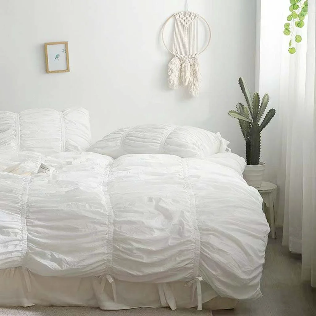 Fine Princess Ruched Duvet Cover - White Fine Crafted