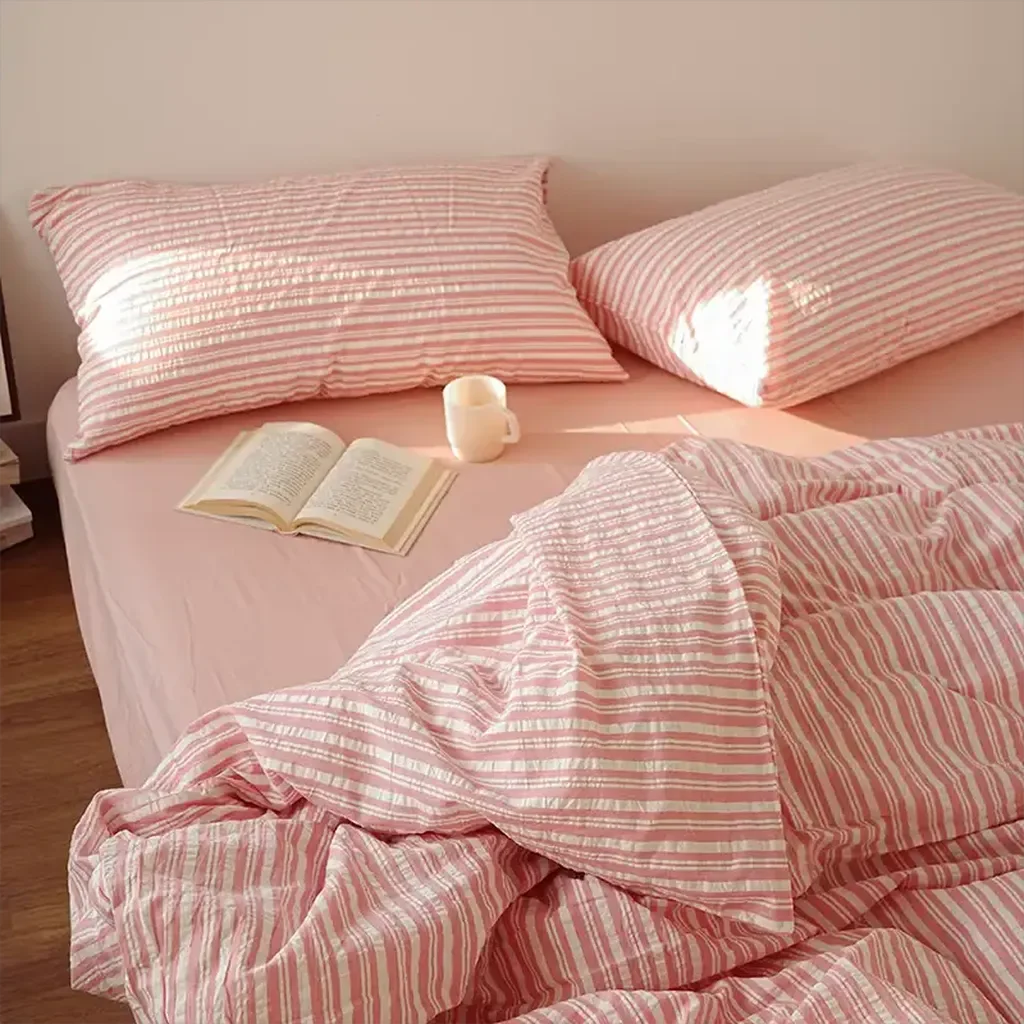 Practical Bubble Pink Stripes Duvet Cover Advanced