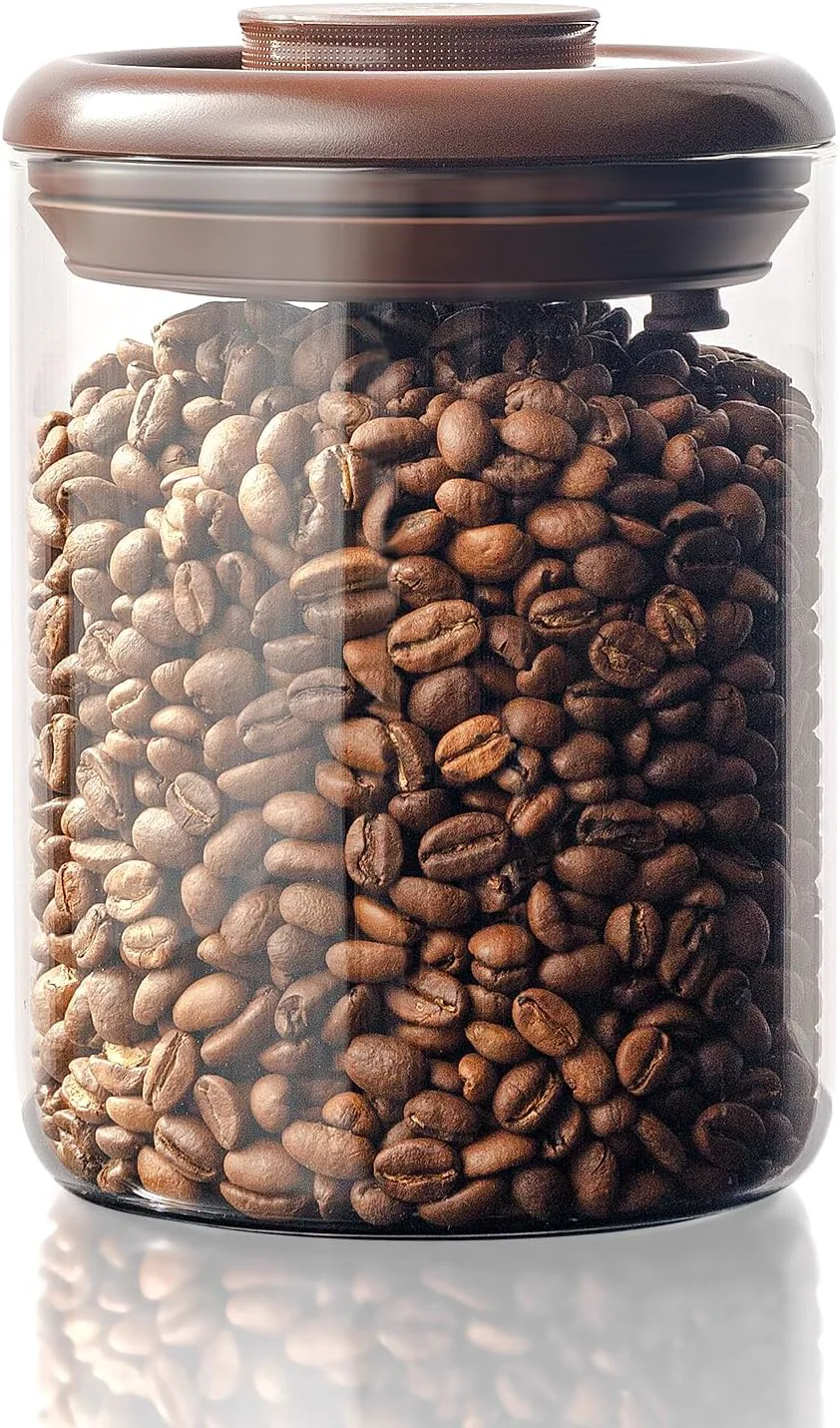 Official Glass Coffee Bean Canister 10oz Airtight Coffee Container with Pop Top Lid Elite