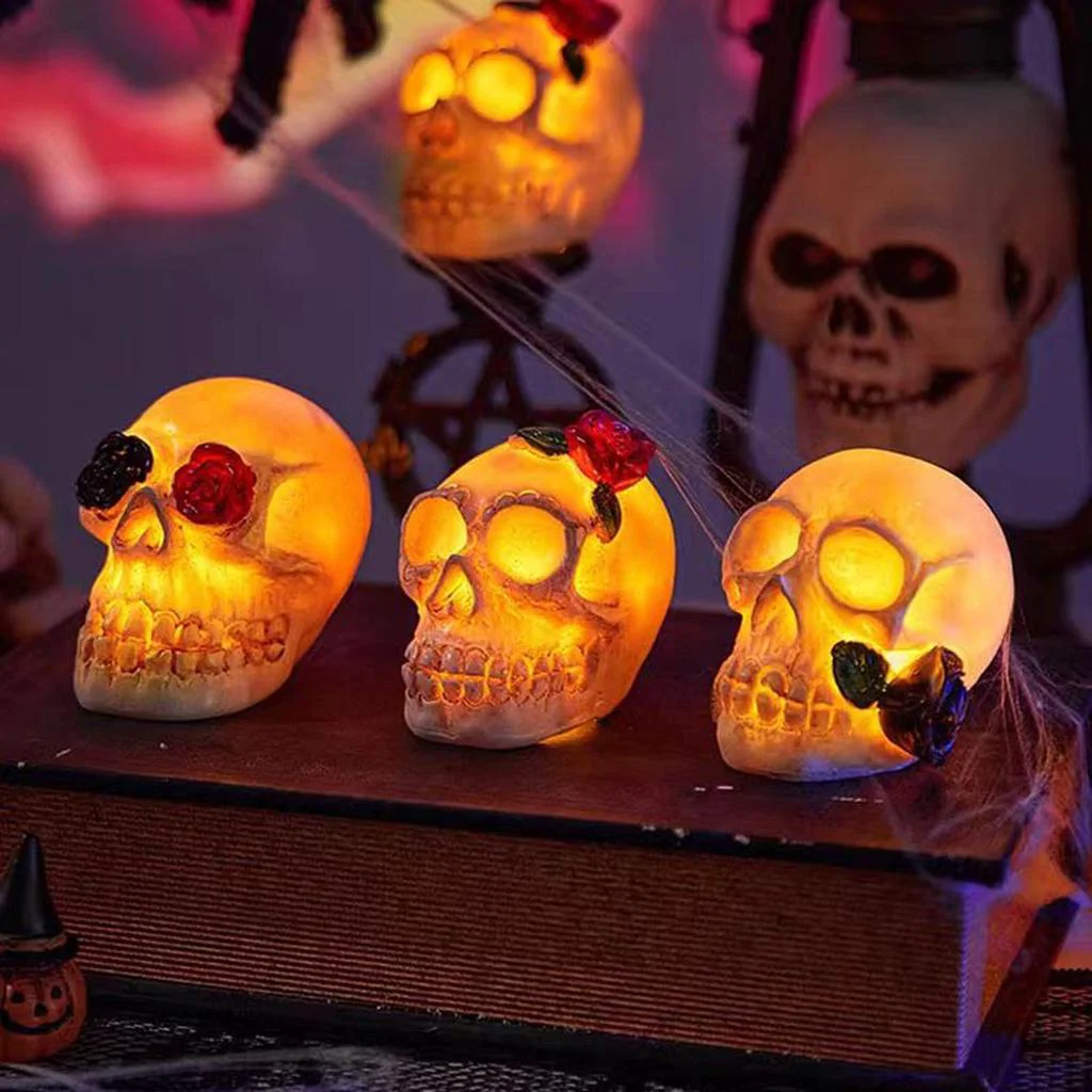 Fine Vintage Halloween Skull Lamp 3 pack Innovative