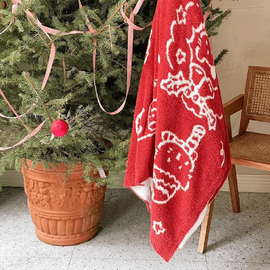 Prestigious Reversible Christmas Feather Yarn Blanket Smart