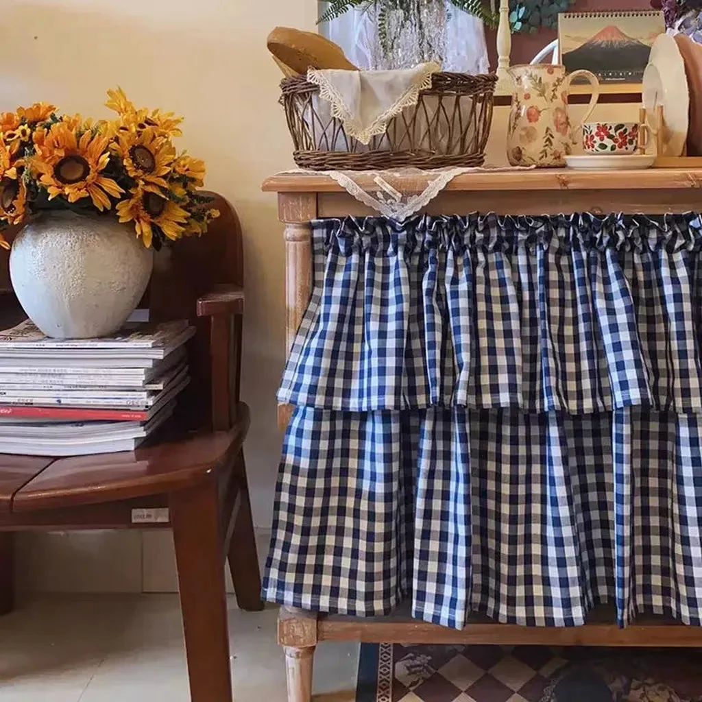 Refined Farmhouse Gingham Cupboard Curtain Optimized