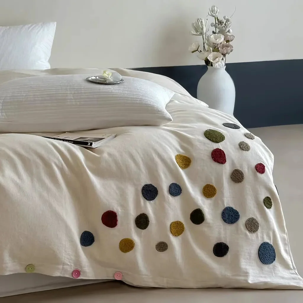 Safe Playful Polka Dot Embroidered Duvet Cover High-Performance
