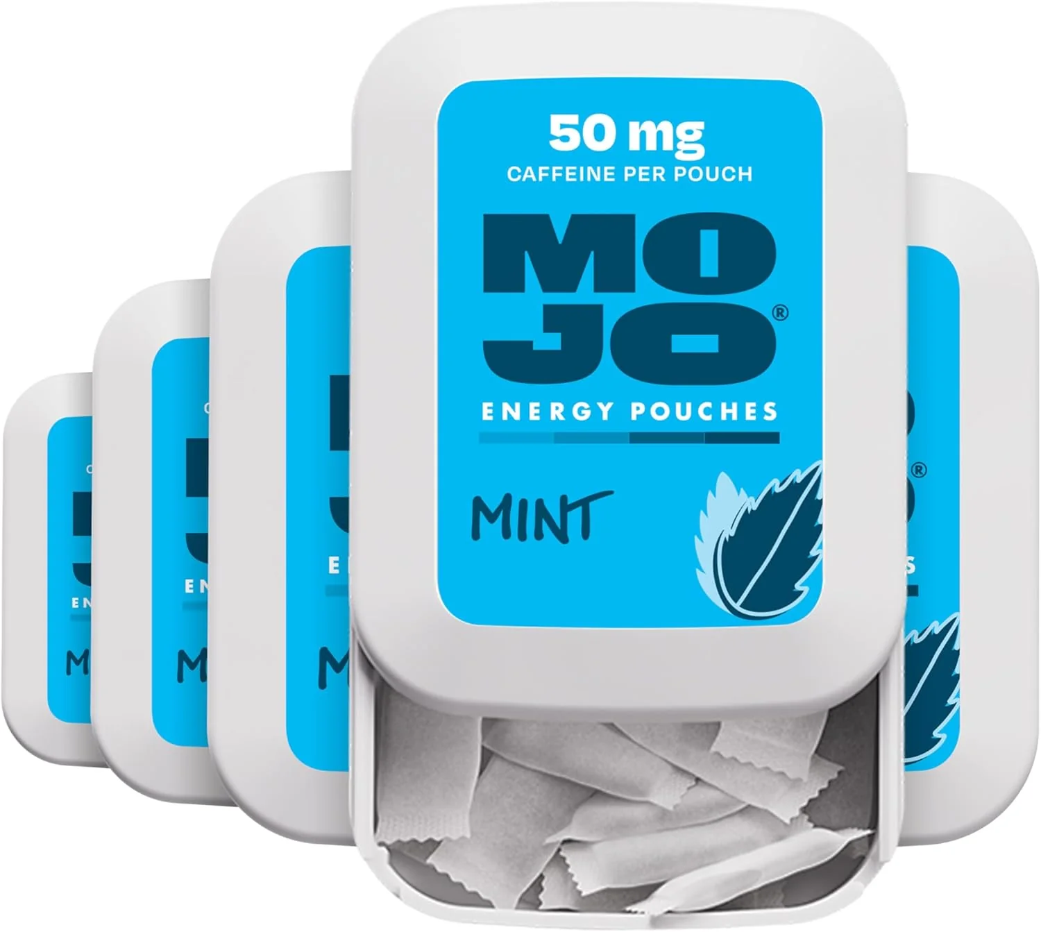 Environmentally Friendly Mojo Energy Pouches Mint Flavor 50 mg per Caffeine Pouch 15 Pouches 5-Pack Advanced
