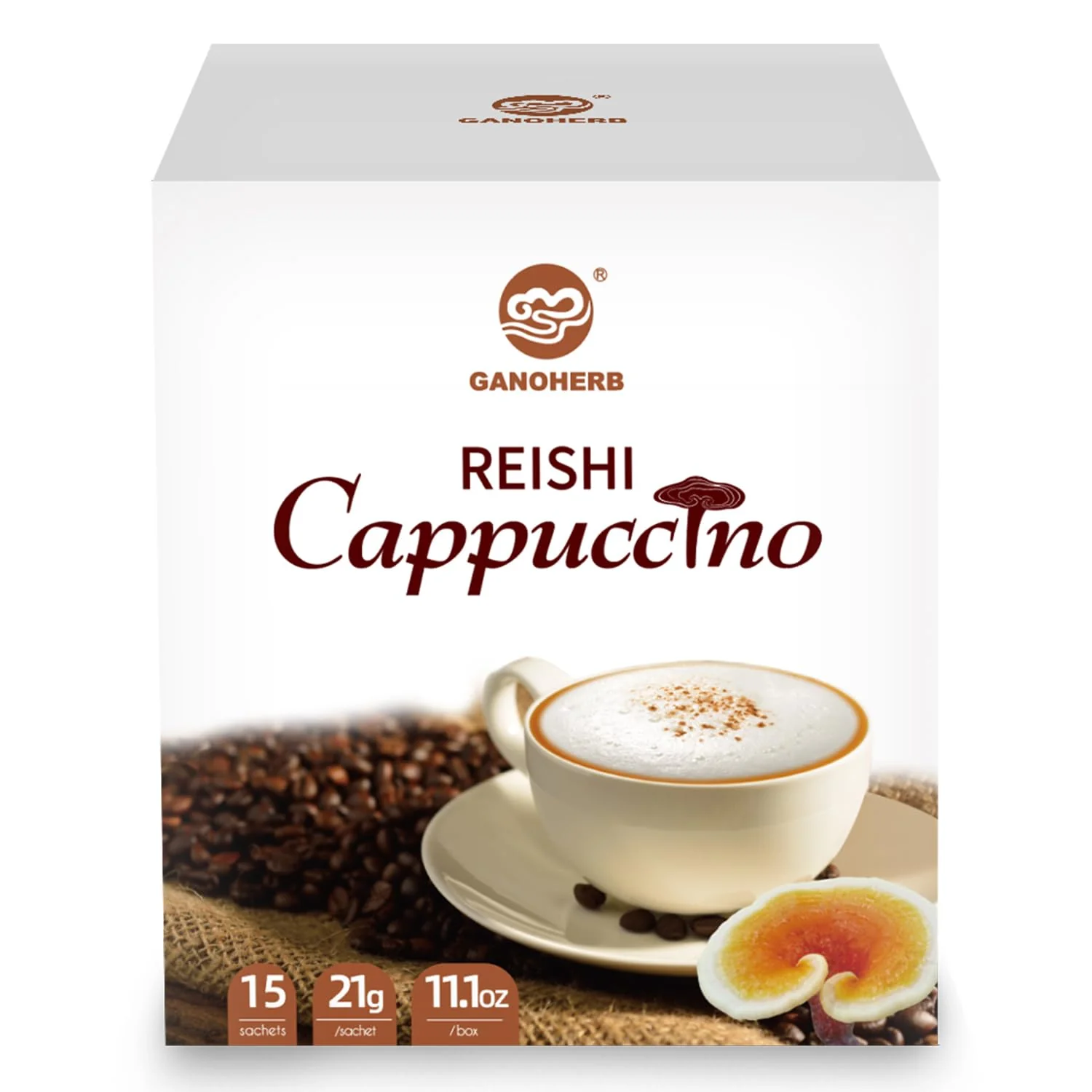 Environmentally Friendly Mushroom Coffee Cappuccino Mix Instant Superfood Coffee Drink with Reishi Mushroom Extract for Stress Relief Immune Support Smooth and Tasty 11.1oz 15 Count Crafted