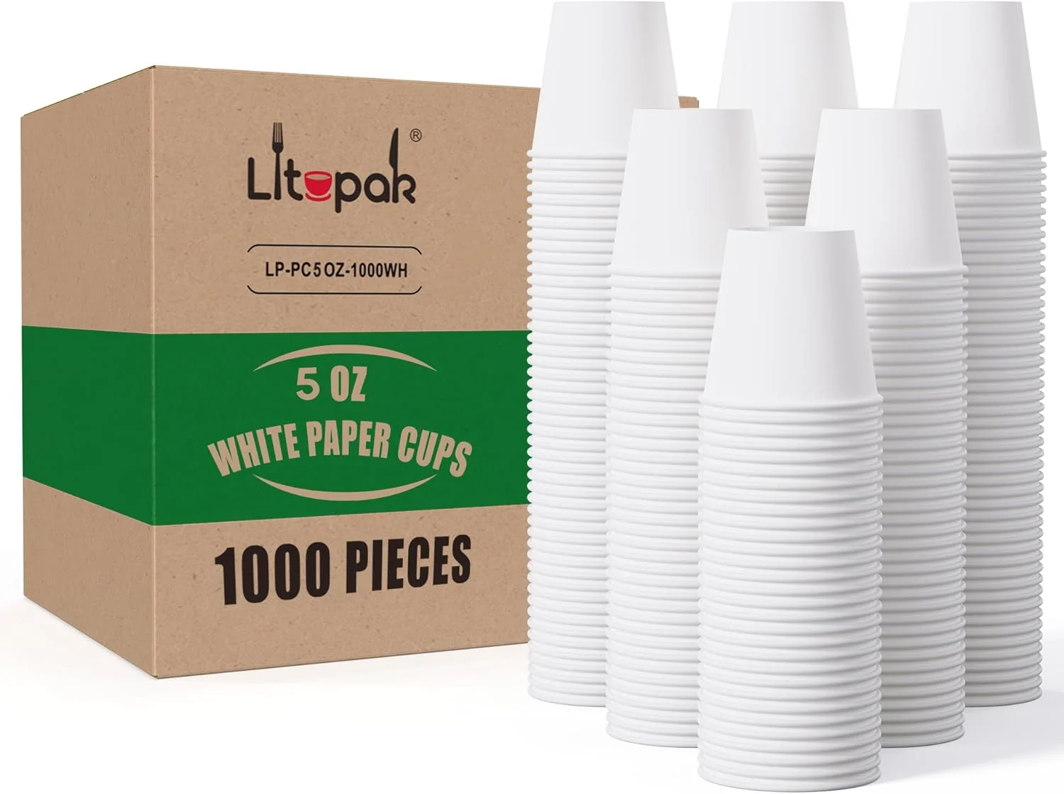 Solid Litopak 1000 pack 5 oz Paper Coffee Cups White Small Espresso Paper Coffee Cups for Office Home Party and Events Easy-to-Use