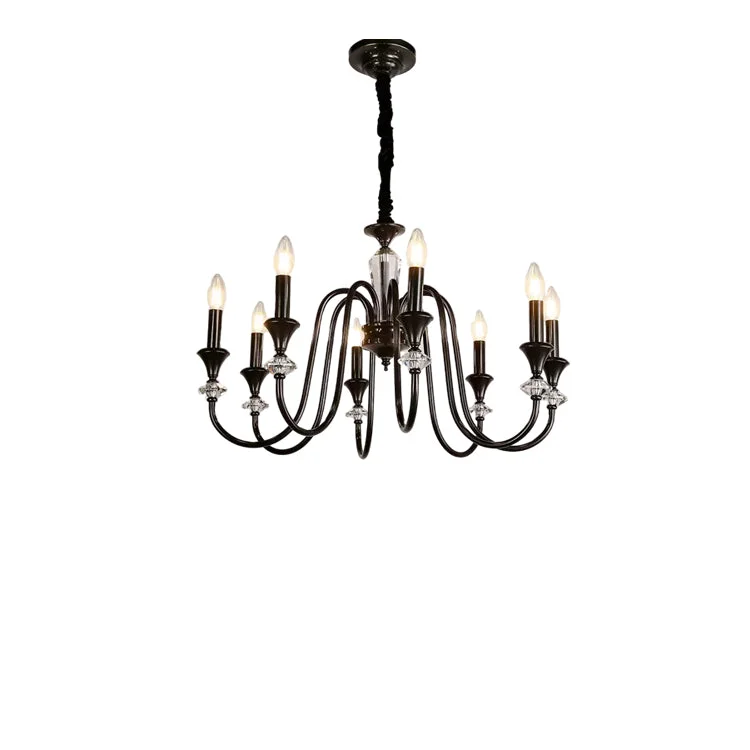 Green Vintage Iron Scroll Chandelier Smooth
