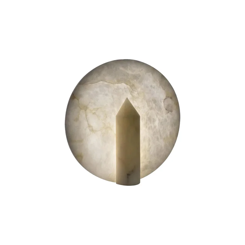 Natural Geometric Alabaster Table Lamp Detailed