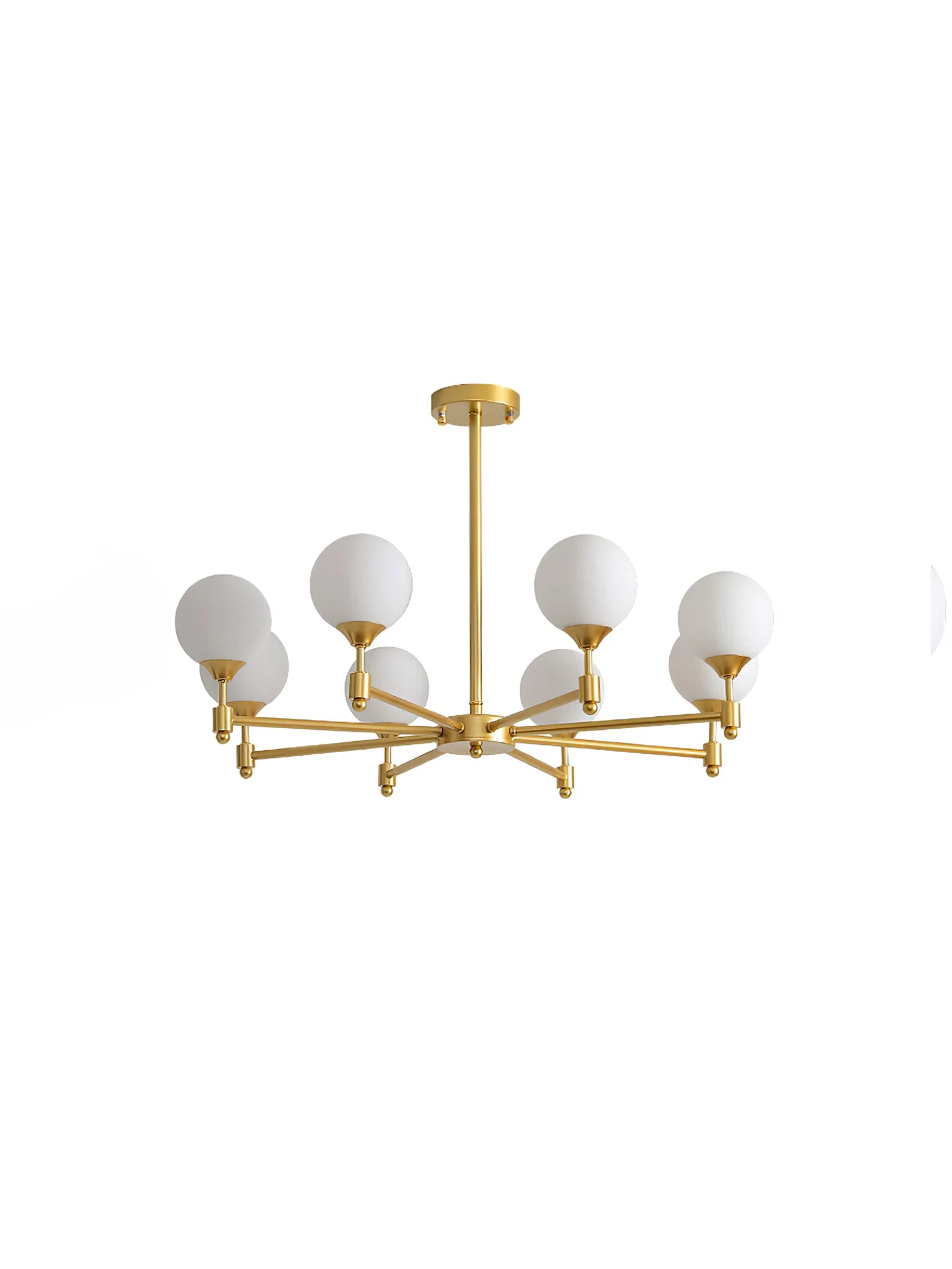 Original Brass Globe Mid-Century Modern Chandelier User-Friendly