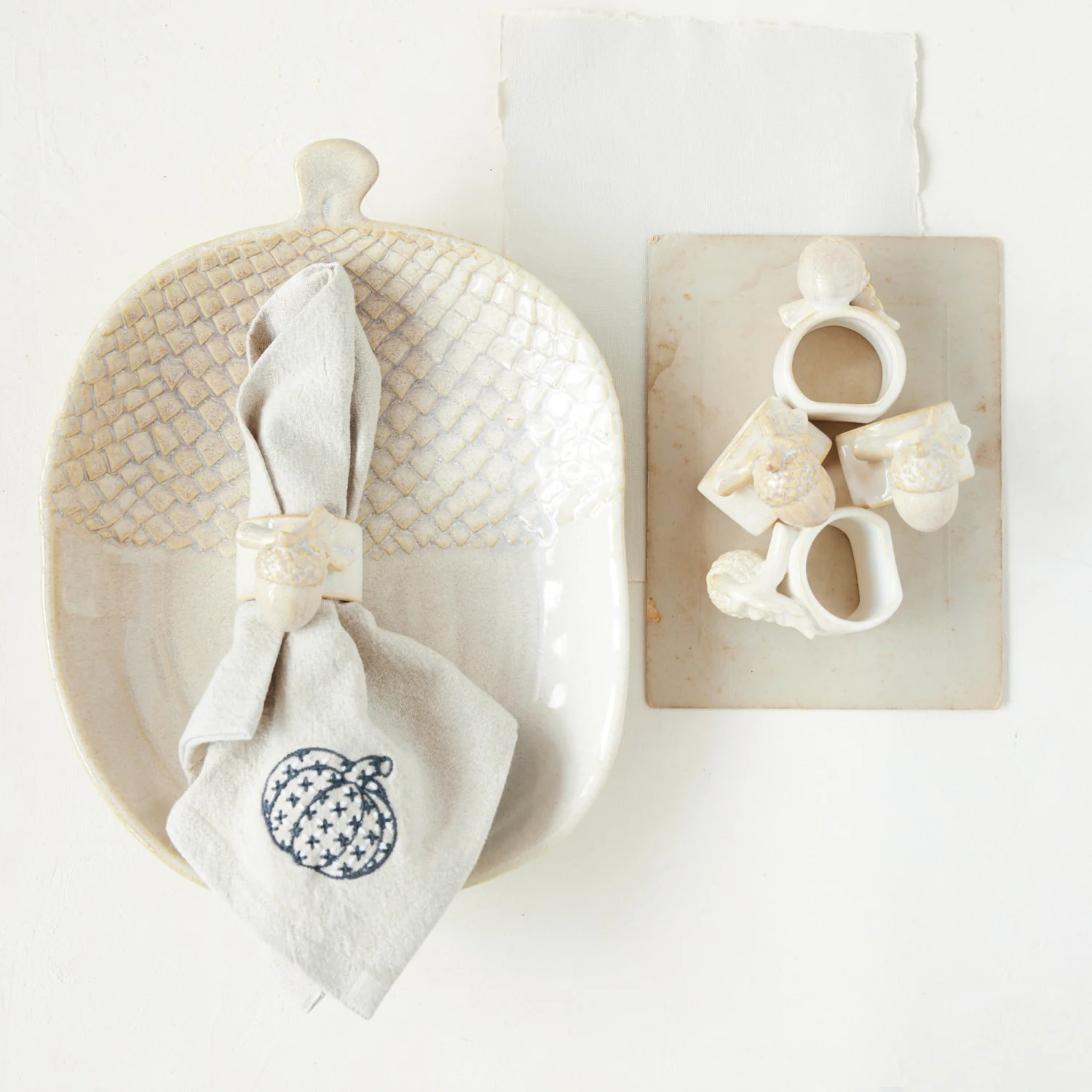 Verified Stoneware Acorn-Shaped Platter Practical