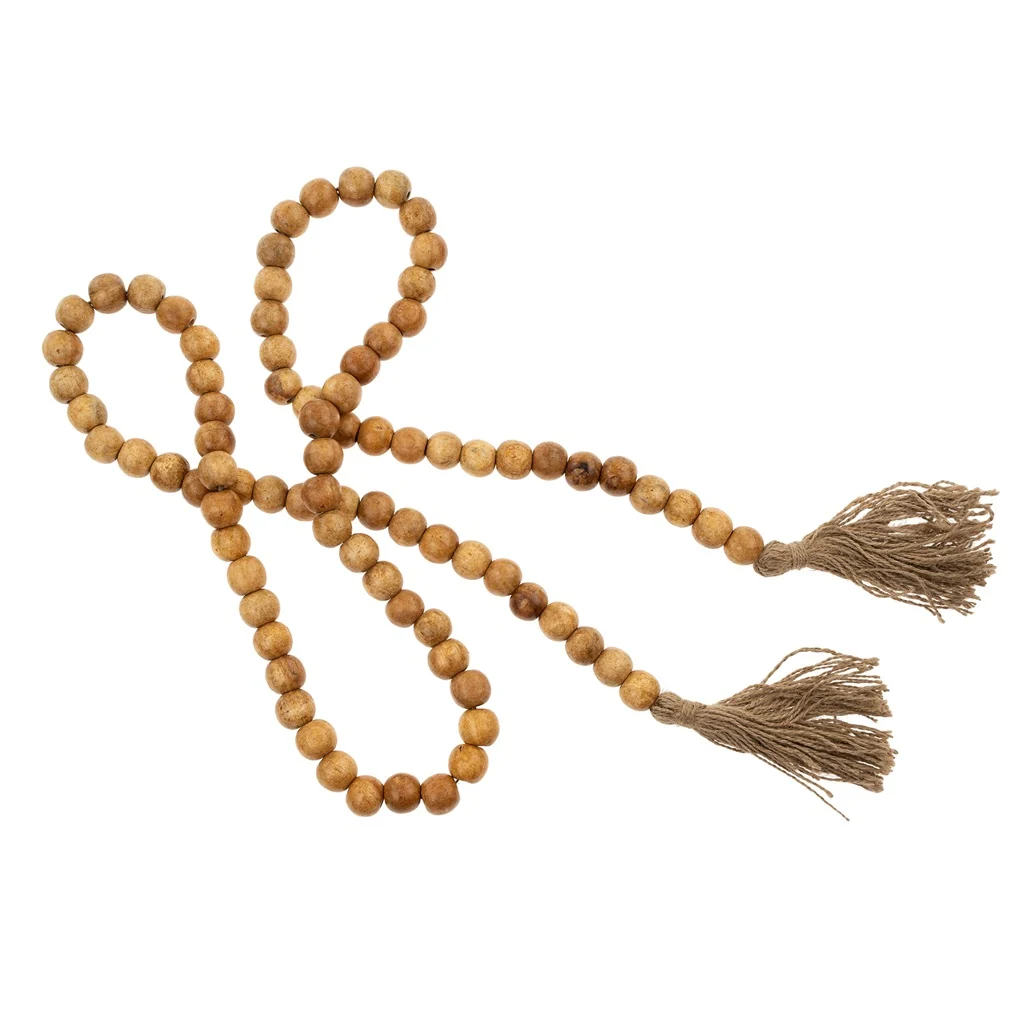 Relaxed Jute Wood Bead Garland Natural Smart