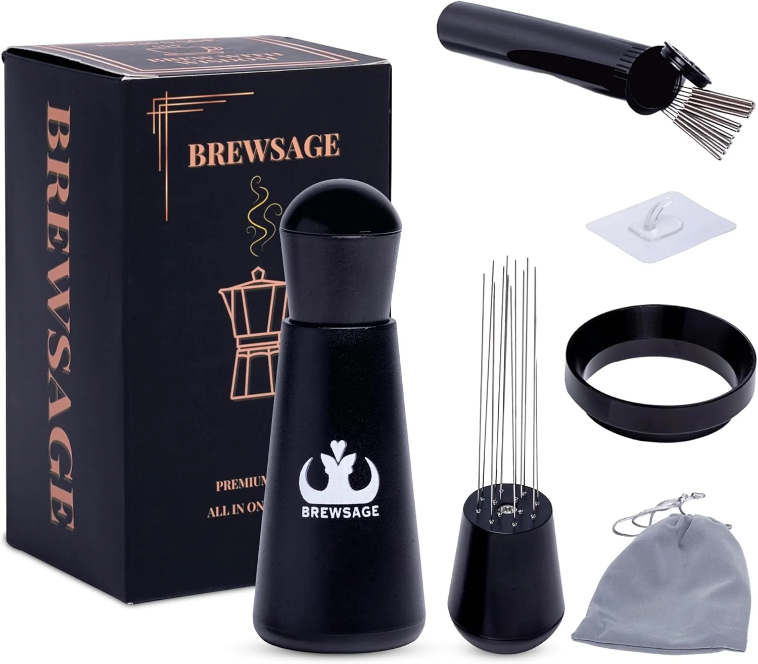 Environmentally Friendly Espresso Accessories Kit – WDT Distribution Tool 58mm Espresso Dosing Funnel for Baristas – 0.35mm Needle Stirrer with Extra Replaceable Needles Optimized