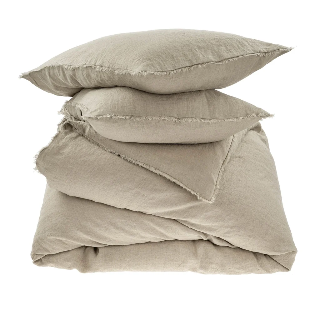 Natural Lina Linen Queen Duvet Set Driftwood Refined