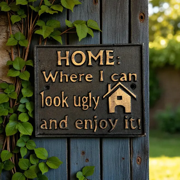 Traditional Home Where I Can Look Ugly and Enjoy It Cast Iron Sign Advanced