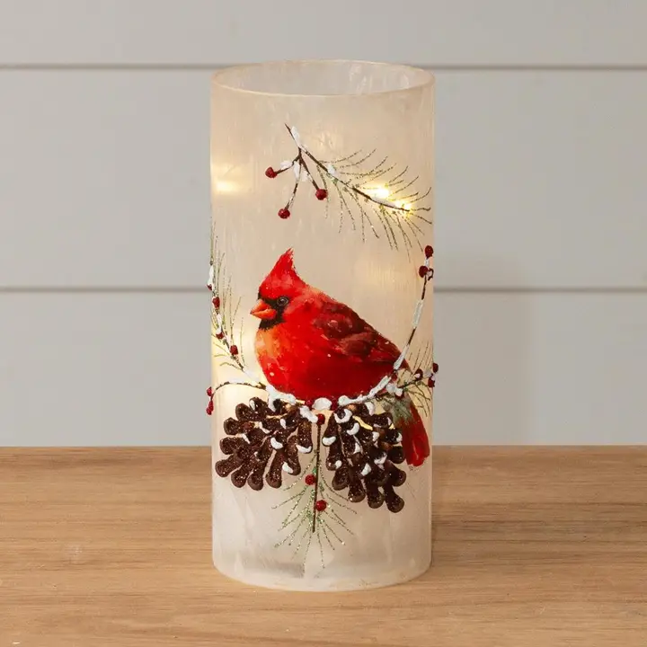 Trendy Cardinal Frosted Glass LED Luminary Fast
