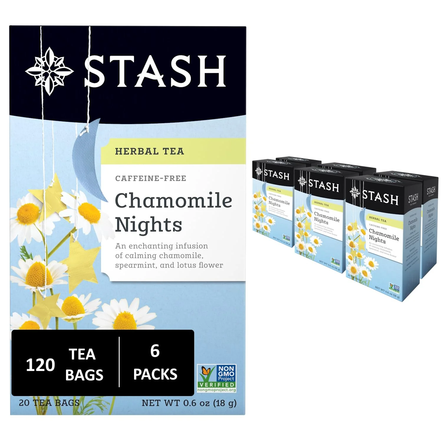 Top-Quality Stash Tea Chamomile Nights Herbal Tea - Naturally Caffeine Non-GMO Project Premium Tea with No Artificial Ingredients Genuine