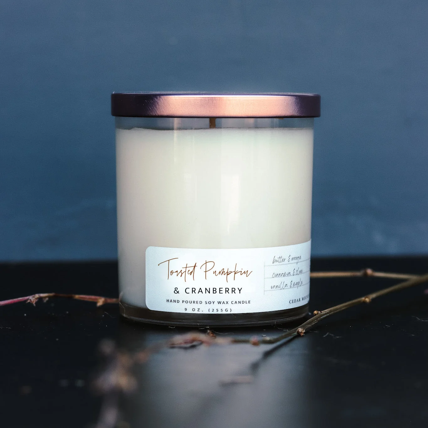 High-End Toasted Pumpkin Cranberry - 9 oz Whiskey Glass Candle Genuine