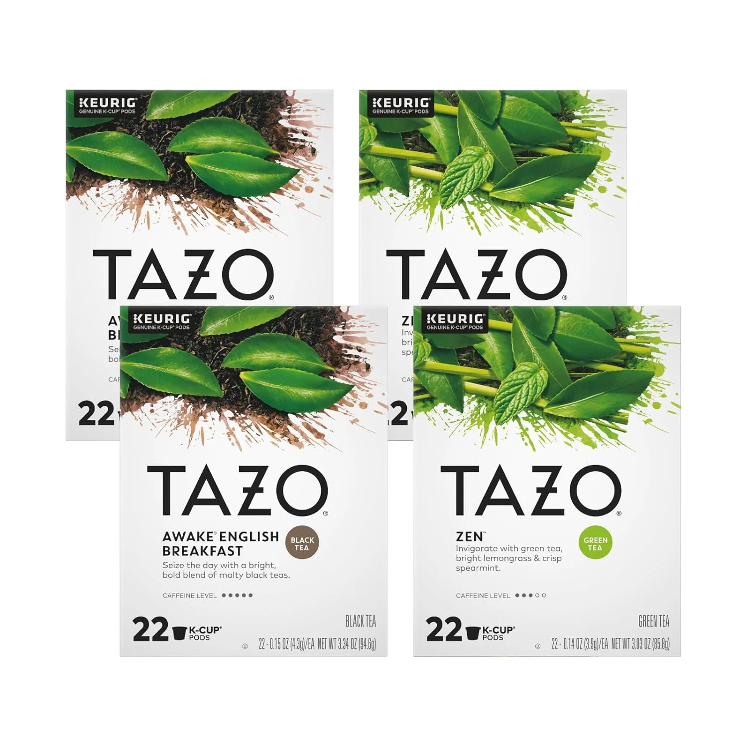 Modern Tazo Tea Bag K-Cup Pods Awake English Breakfast Zen 22 CT 2ea Variety Pack Outstanding