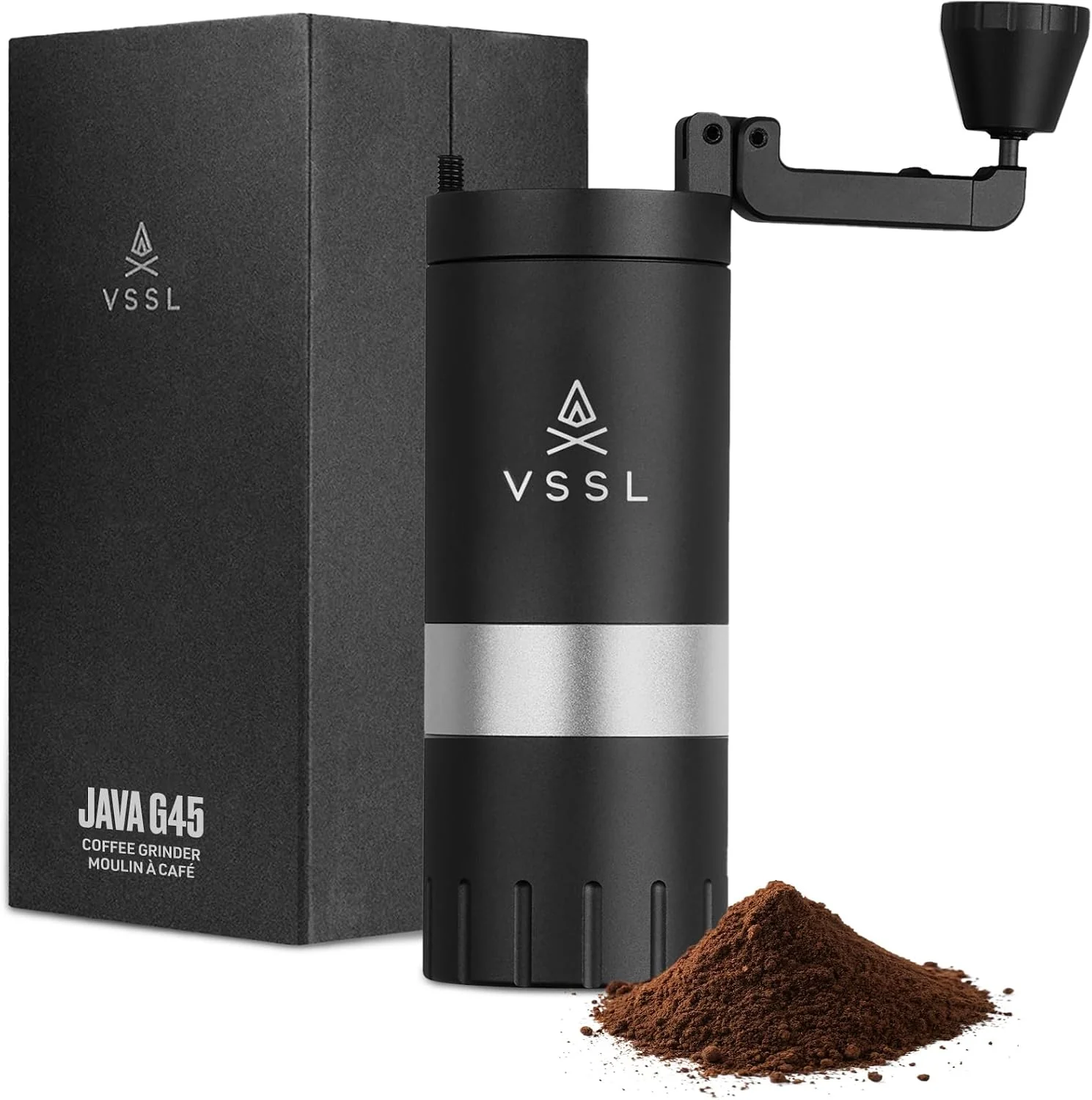 Environmentally Friendly SL Java G45 Premium Manual Coffee Grinder Portable Coffee Grinder for Camping or Hiking Straight Handle French Press Drip Espresso with Stainless Steel Conical Burr Mill 20 gram capacity Soft