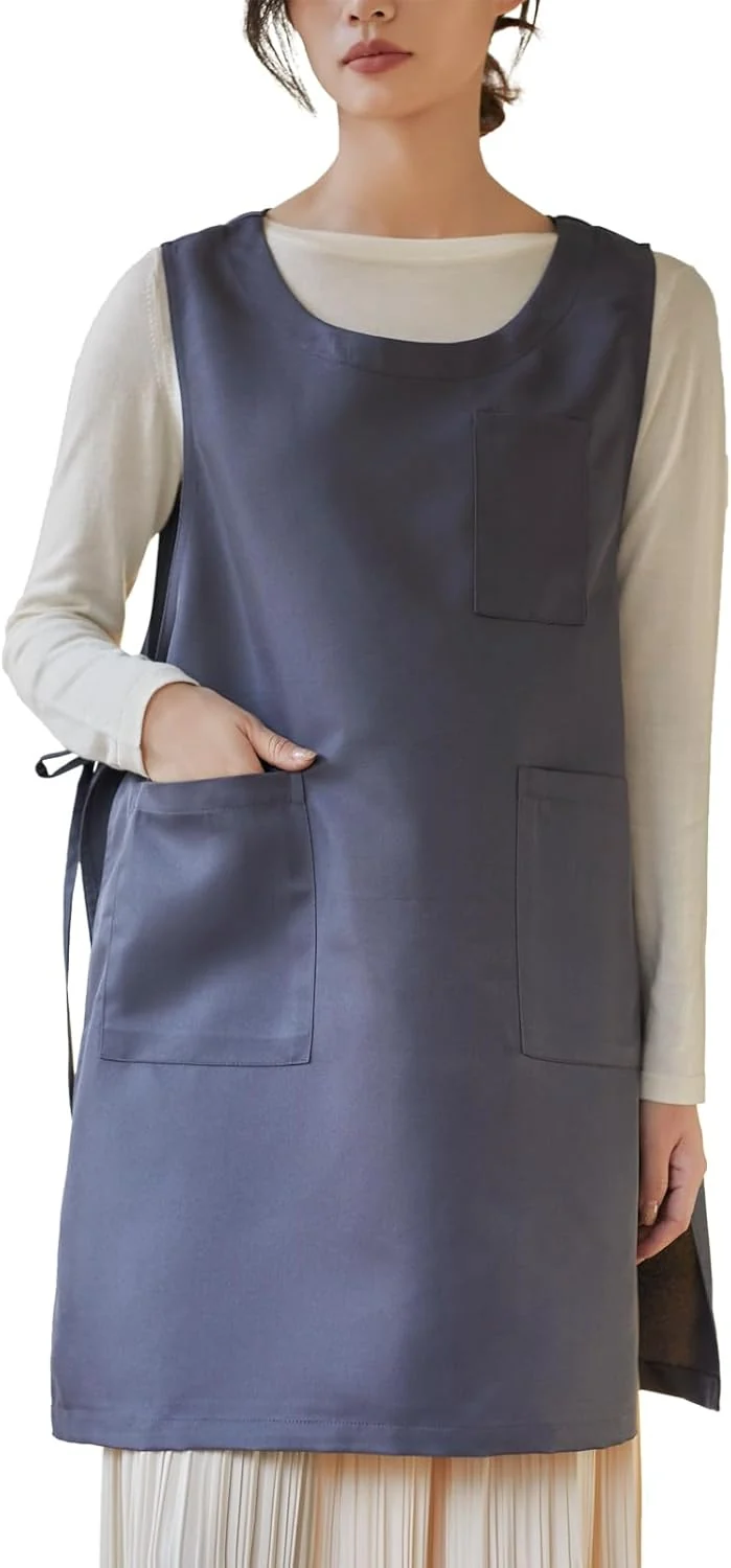 Crafted Women Cobbler Apron Japanese Style Aprons with 3 Pockets for Work Chef Kitchen Safe