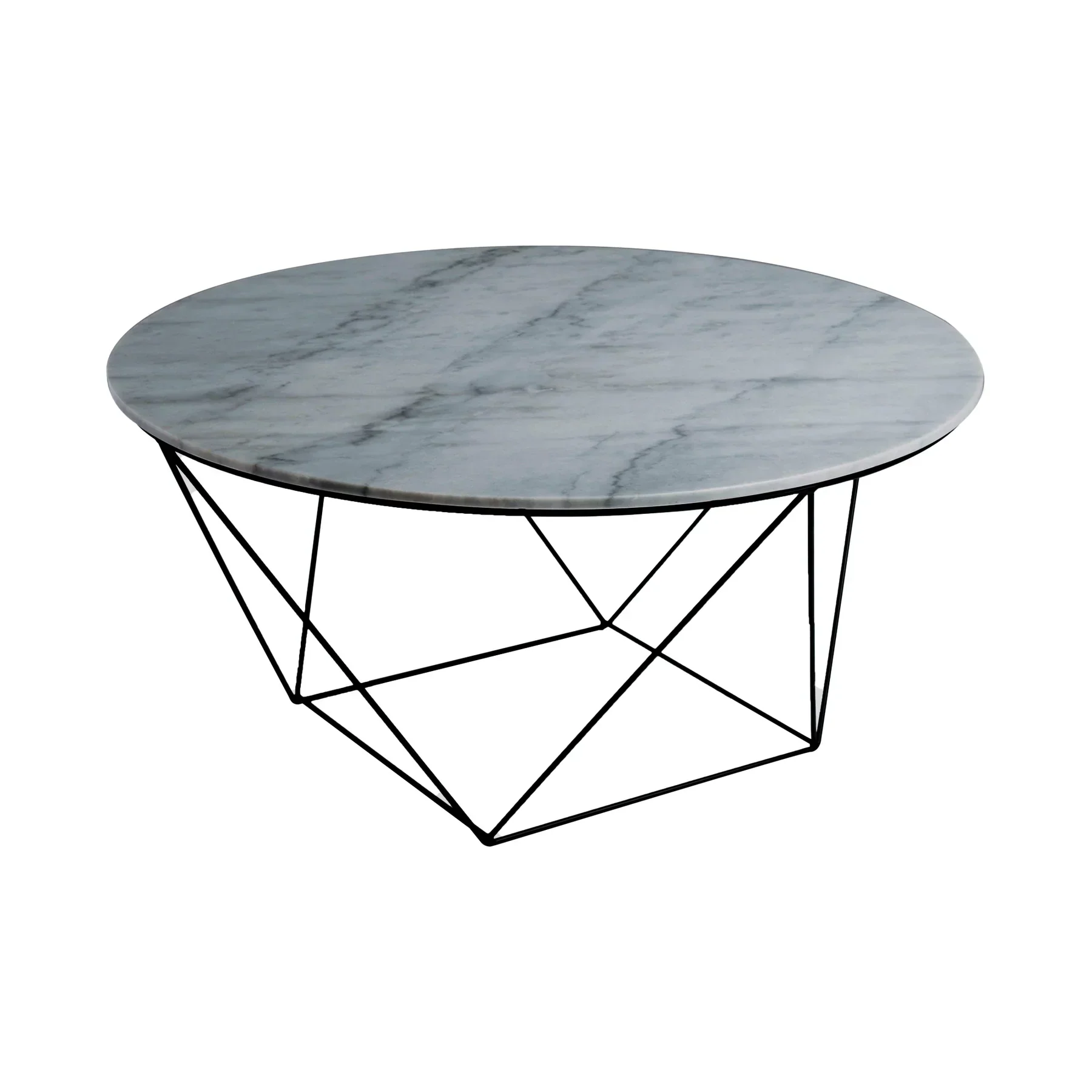 Easy-to-Use Valencia Round Coffee Table - Grey Marble Black Matte Sophisticated