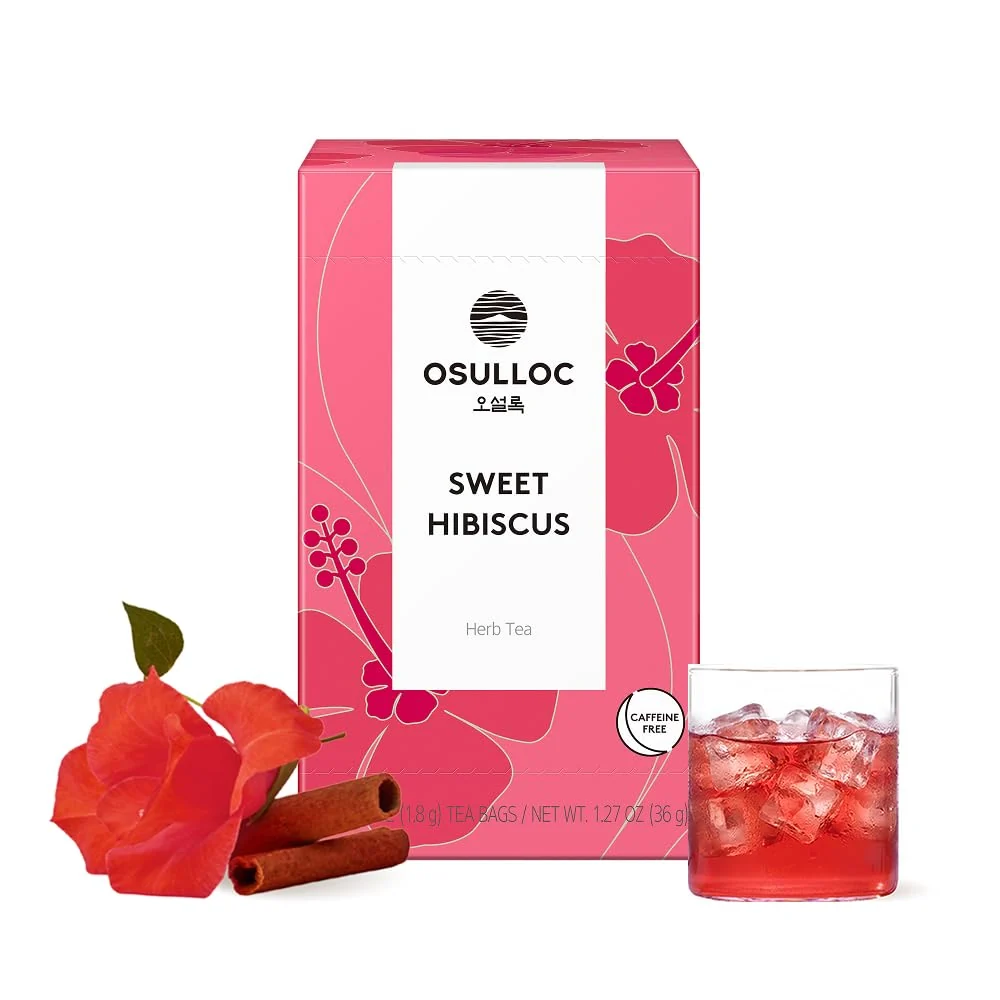 Durable OSULLOC Sweet Hibiscus Lemon amp Cinnamon flavor Decaffeinated Herbal tea Relaxing Fruit Blended Hibiscus tea Premium Tea bags from Jeju Island 20 count 1.27 oz Pure