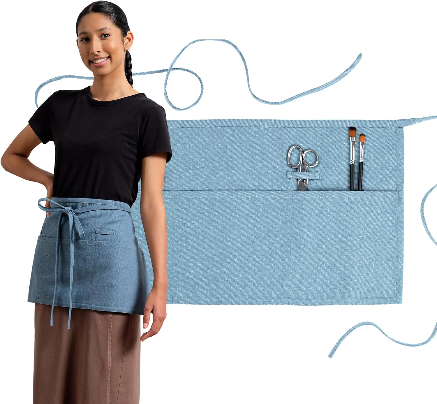 Detailed Chef Waist Aprons for Women with Pockets Adjustable Cooking Aprons Innovative