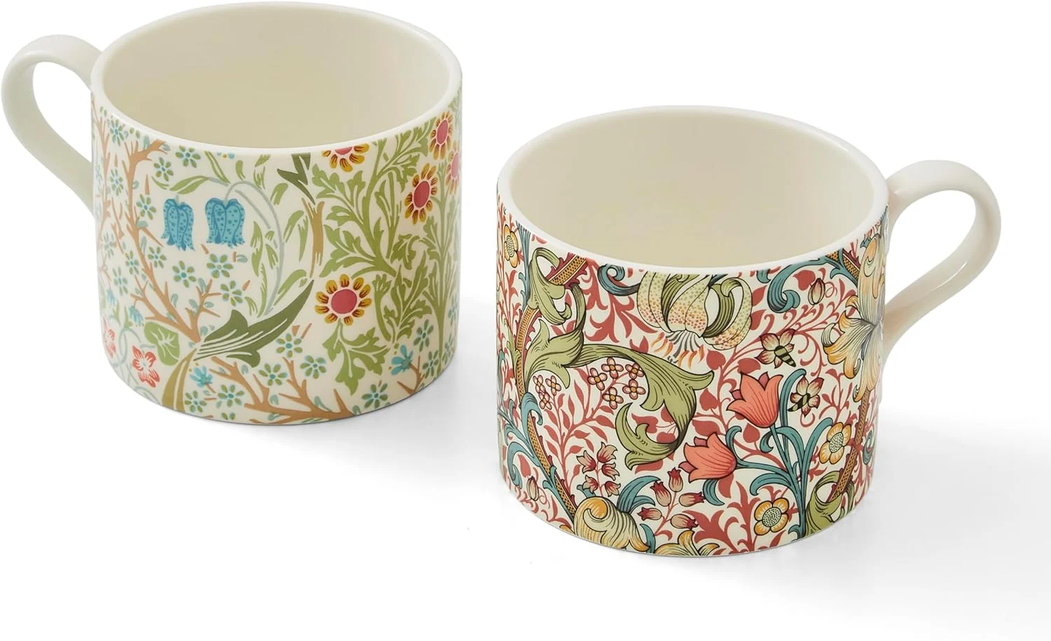 Elegant Spode Morris Co Porcelain Mugs Set of 2-12oz Microwave and Dishwasher Safe Tea Coffee Cups for Kitchen Countertop or Home Brew Coffee Station Dependable