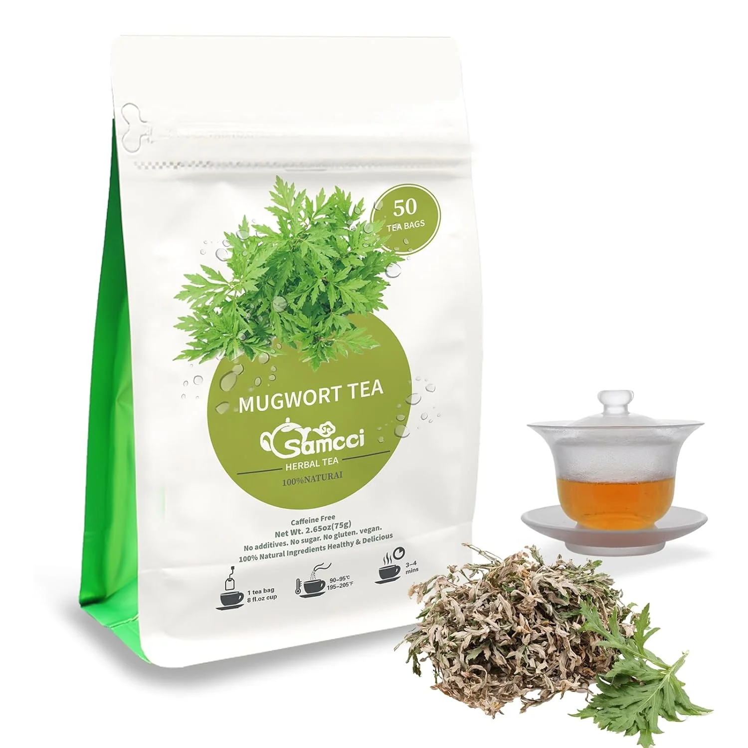 Expertly Made Samcci Mugwort Tea Bags - Natural Herbal Tea 50 Count Comfortable