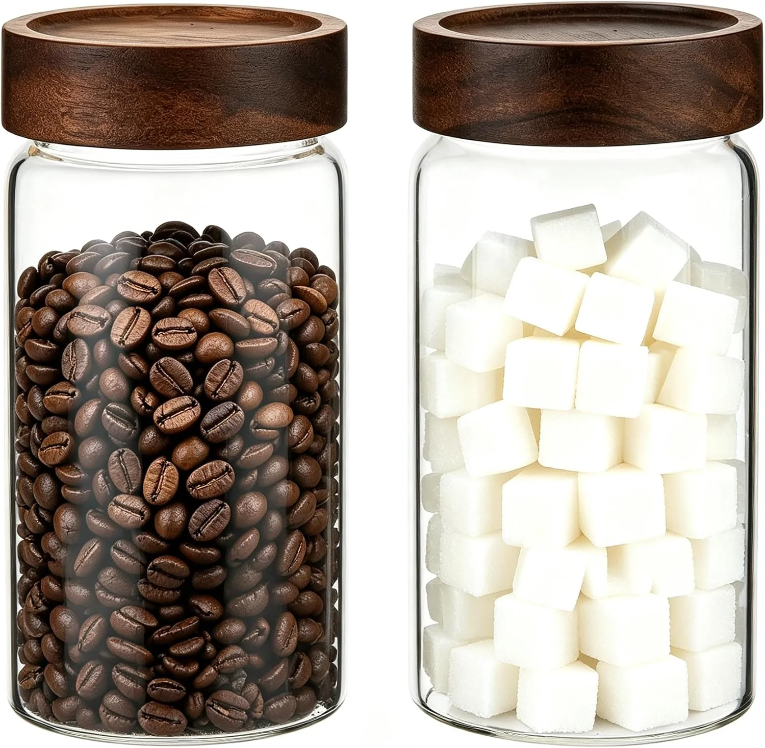 Prestigious 18 OZ Glass Coffee Jars with Top Screw Lid Ground Sugar Spice Herb Container Clear Glass Jar Round Food Storage Canister for Pantry Tea Coffee Bean Spice Cookies Salts 2×550ml 18oz Innovative
