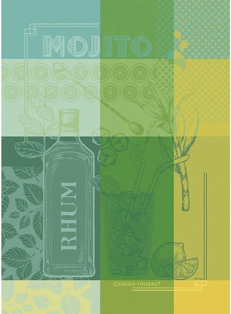 Flexible Garnier Thiebaut Mojito Menthe Mint Mojito French Kitchen Towel 22 x30 Cotton Jacquard Environmentally Friendly