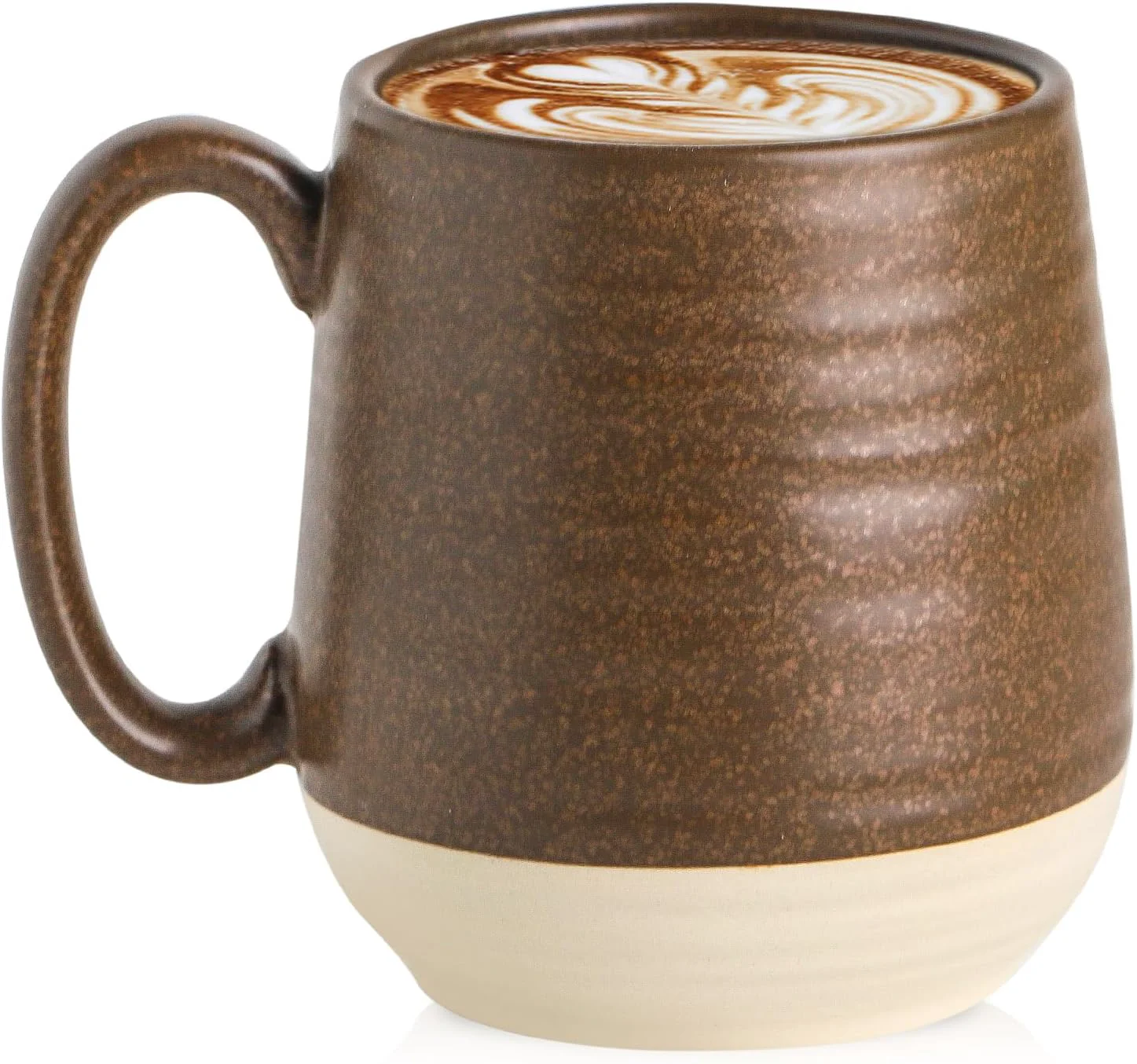 Premium HASENSE Large Ceramic Coffee Mug 20 Oz Beige Stoneware Cup with Comfortable Handle Farmhouse Mug for Coffee Tea amp Cocoa Dishwasher amp Microwave Safe Brown Lightweight
