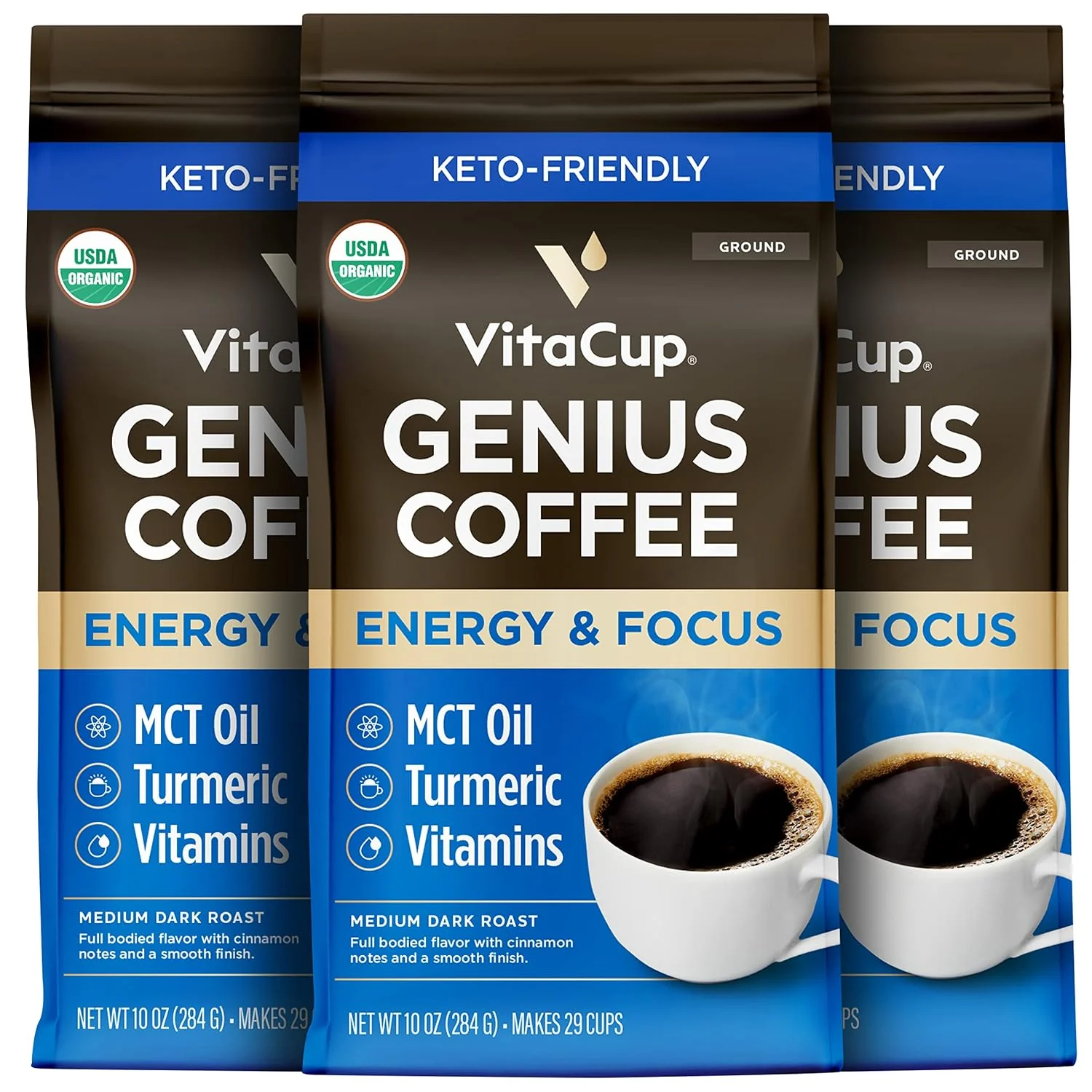 Detailed Organic Keto Coffee with MCT Oil B Vitamins Easy-to-Use