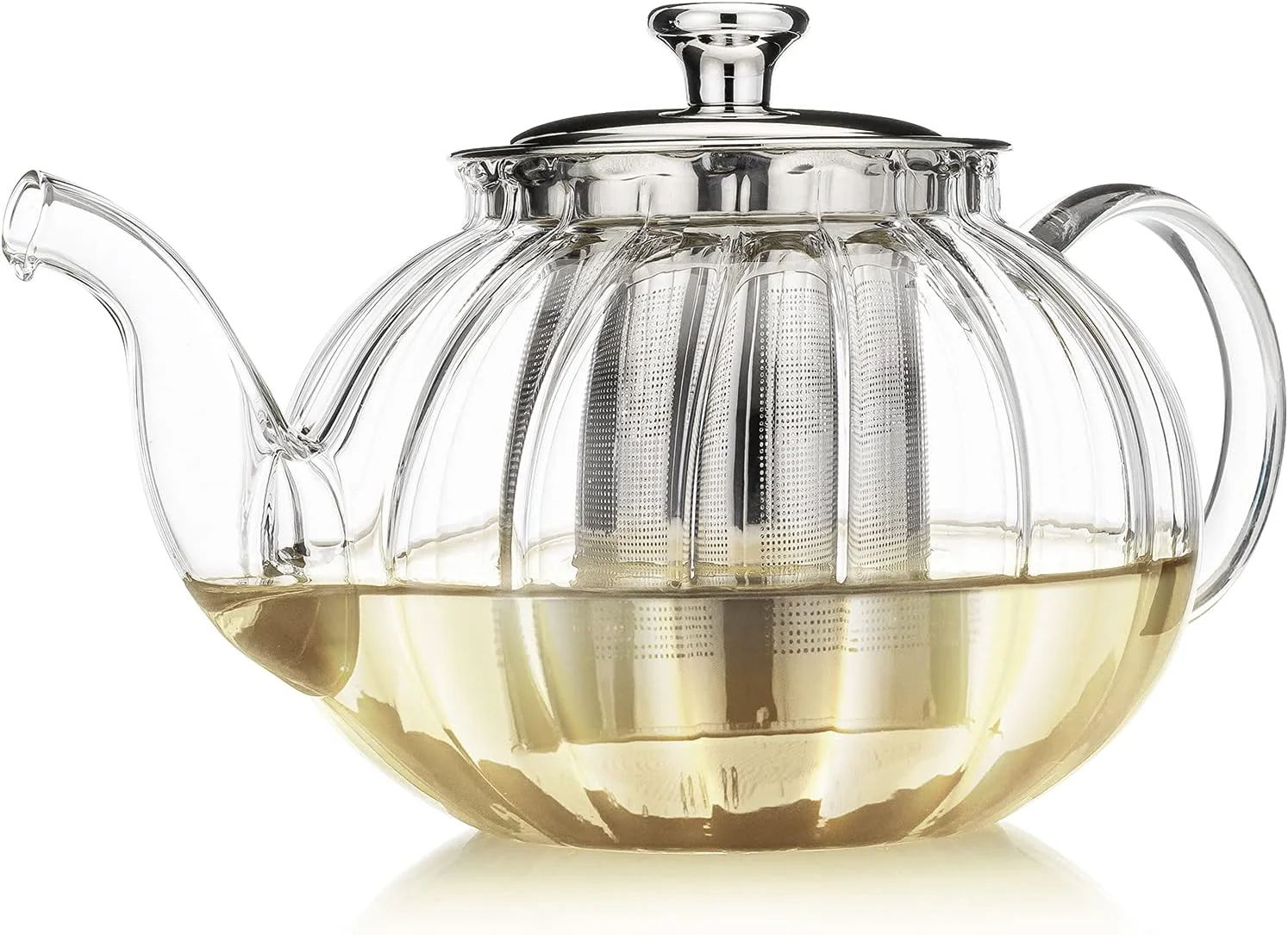 Functional Teabloom Vienna Glass Teapot – Stain- Heatproof Glass – Stovetop Safe – Removable Stainless Steel Infuser – for Loose Leaf Tea – 37 oz. 1100 ml 3-4 Cups Eco-Friendly