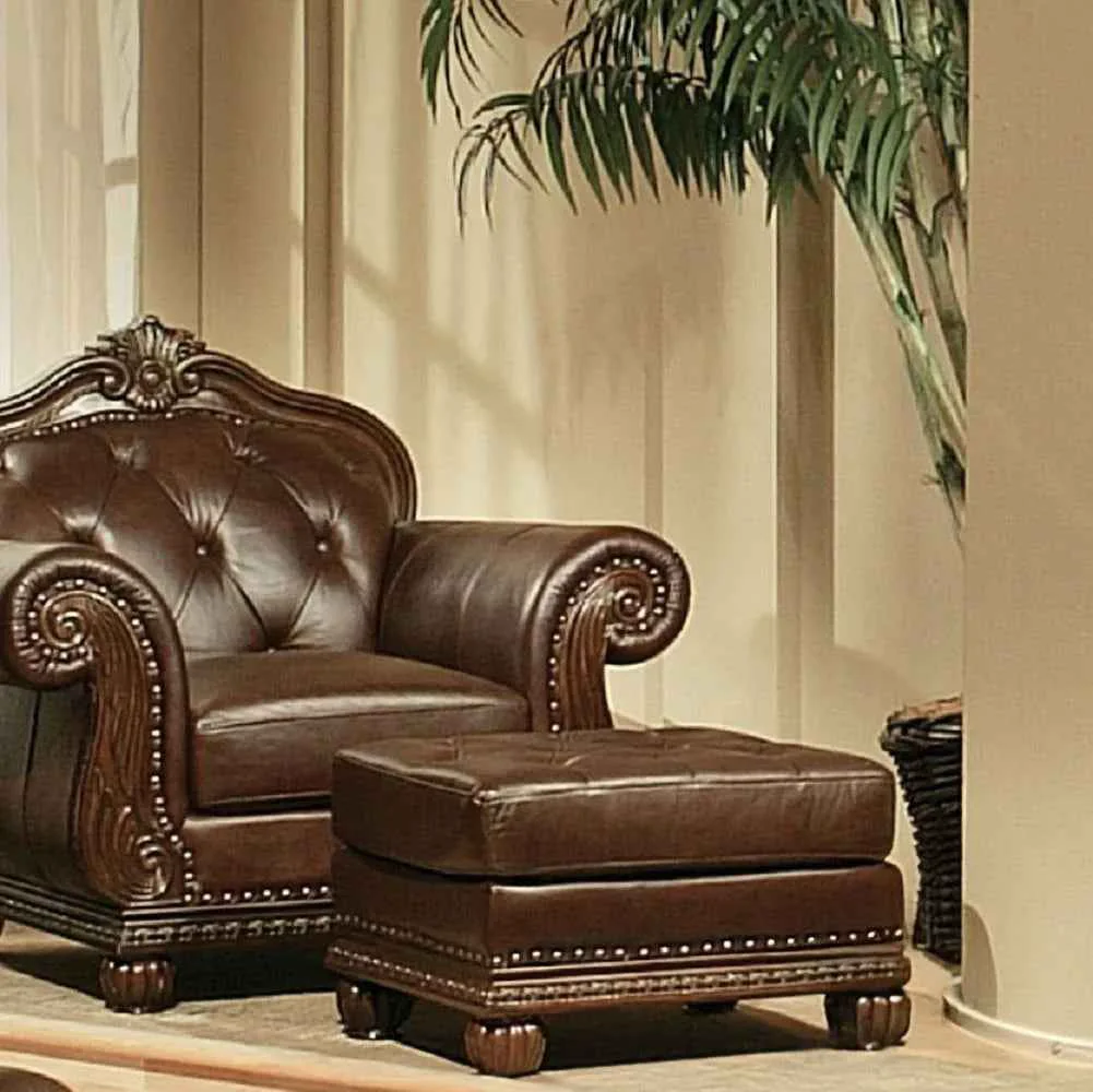 Healthy Anondale - Ottoman - Espresso Top Grain Leather Match Cherry Enhanced