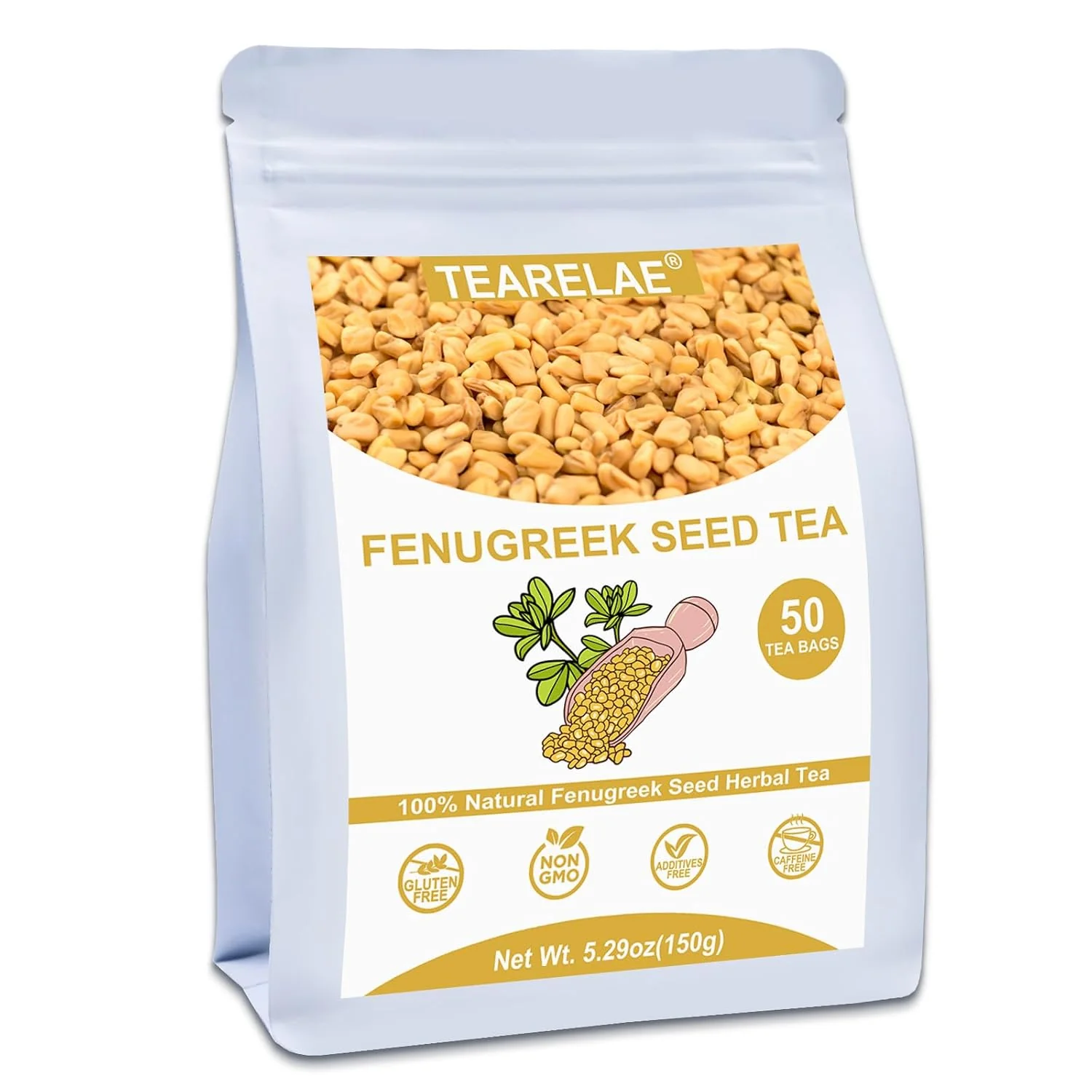 Selected TEARELAE - Fenugreek Tea Bags 50 Count Fenugreek Seed Tea Warm nutty seed flavor Non-GMO and caffeine- traditionally enjoyed for digestive comfort Solid