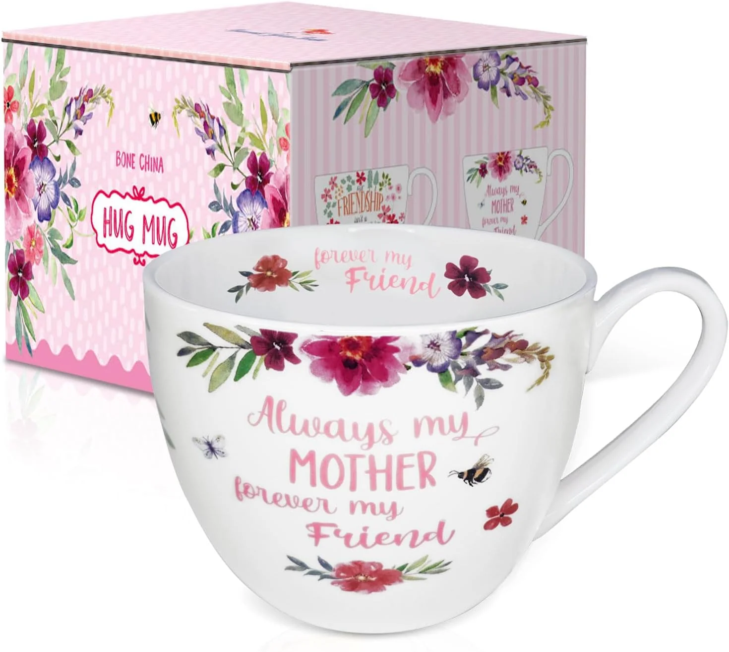 Genuine Mom Mugs for Daily Coffee and Tea Premium 20 oz Bone China Coffee Tea Hug Mug Holiday Birthday and Mother's Day Gift for Moms Modern