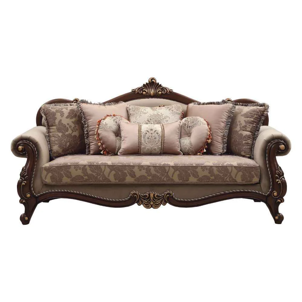Innovative Mehadi - Sofa With 8 Pillows - Velvet Walnut Long-Lasting