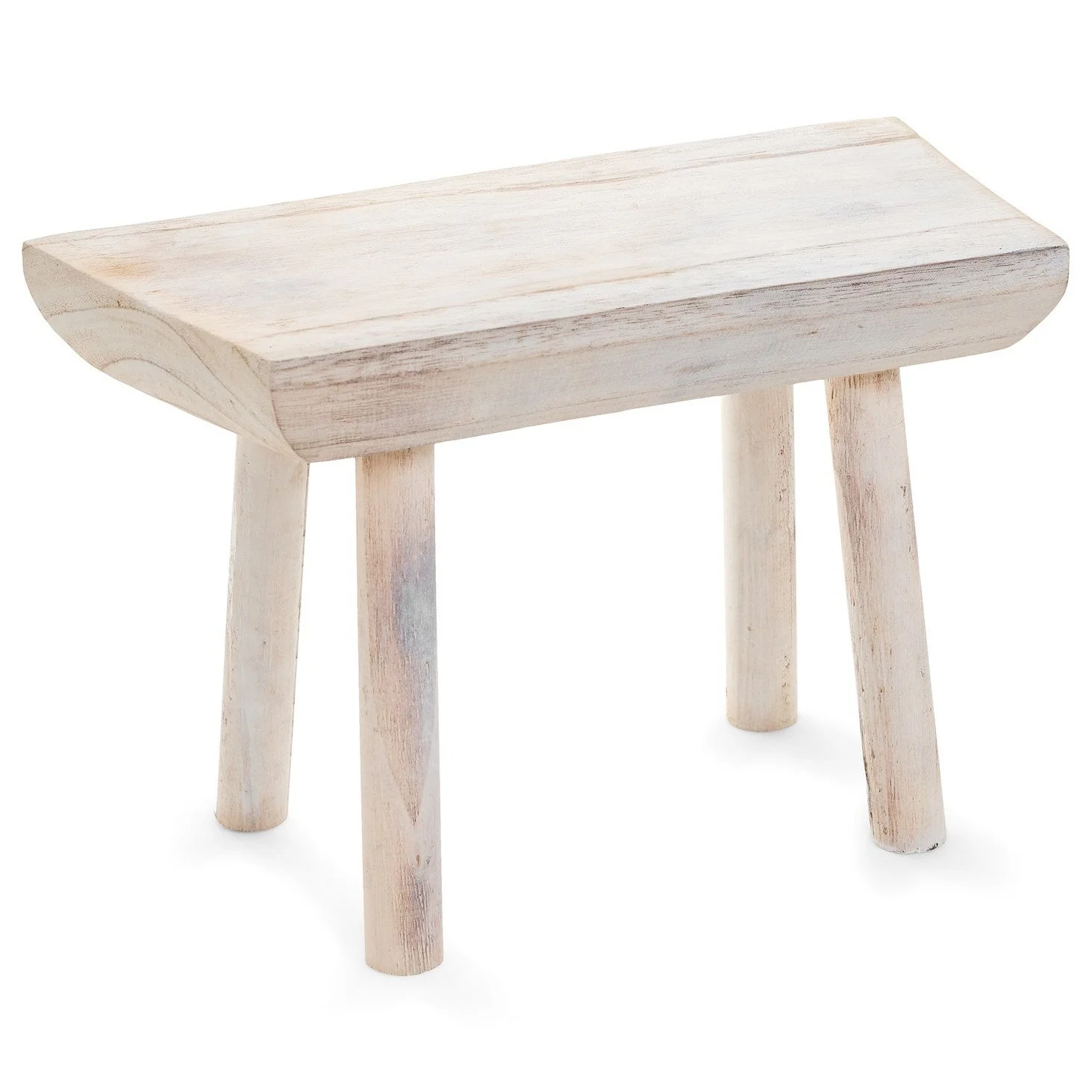 Trendy STOOL RECT PAULOWNIA WOOD WHITE WASH Elegant