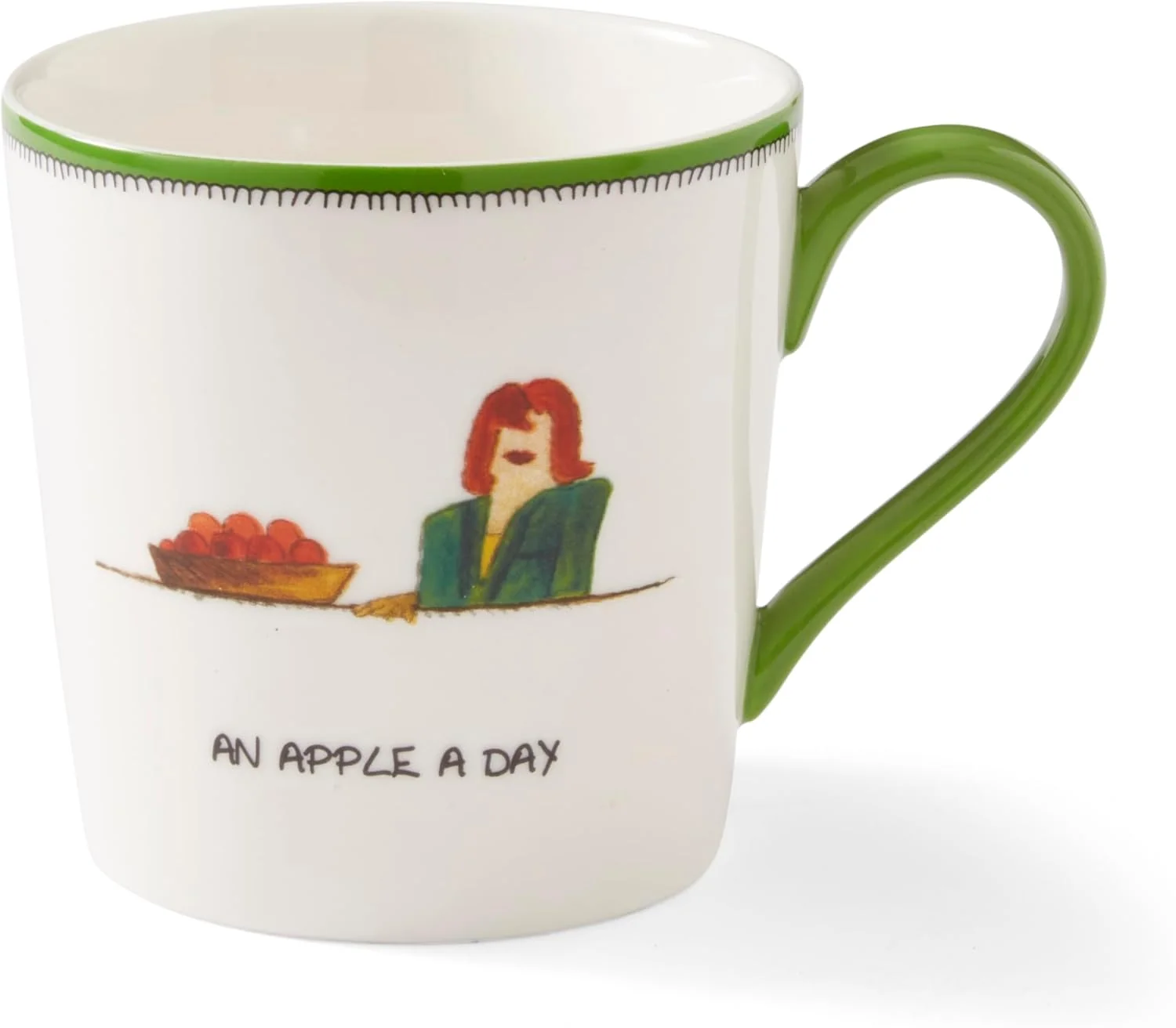 Comfortable Spode Kit Kemp 12oz Doodle Mug An Apple A Day- Unique Doodle Pattern Fine China Dishwasher Safe For Coffee and Tea I Celebration Gift Casual