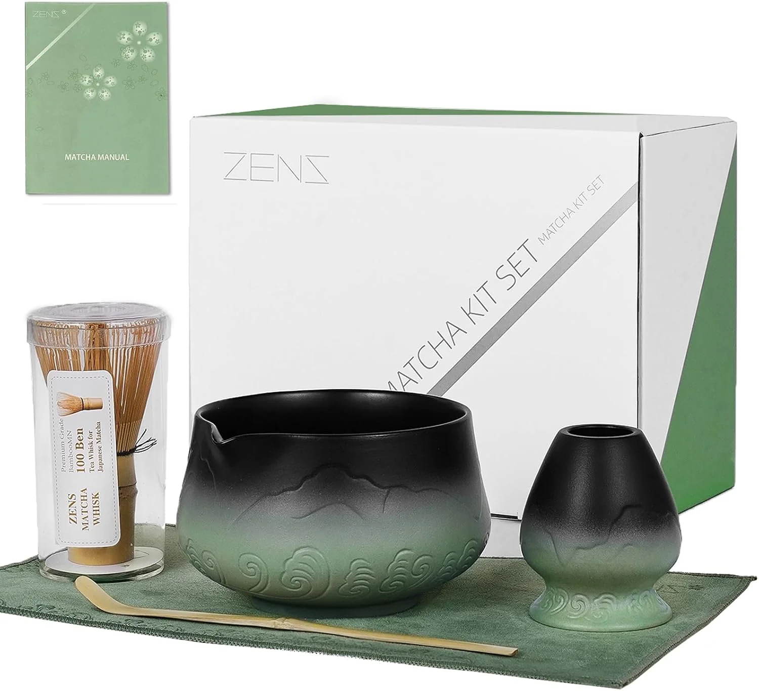 Fast ZENS Premium Matcha Whisk Set 5pcs Matcha Kit with Matcha Tools Green Secure