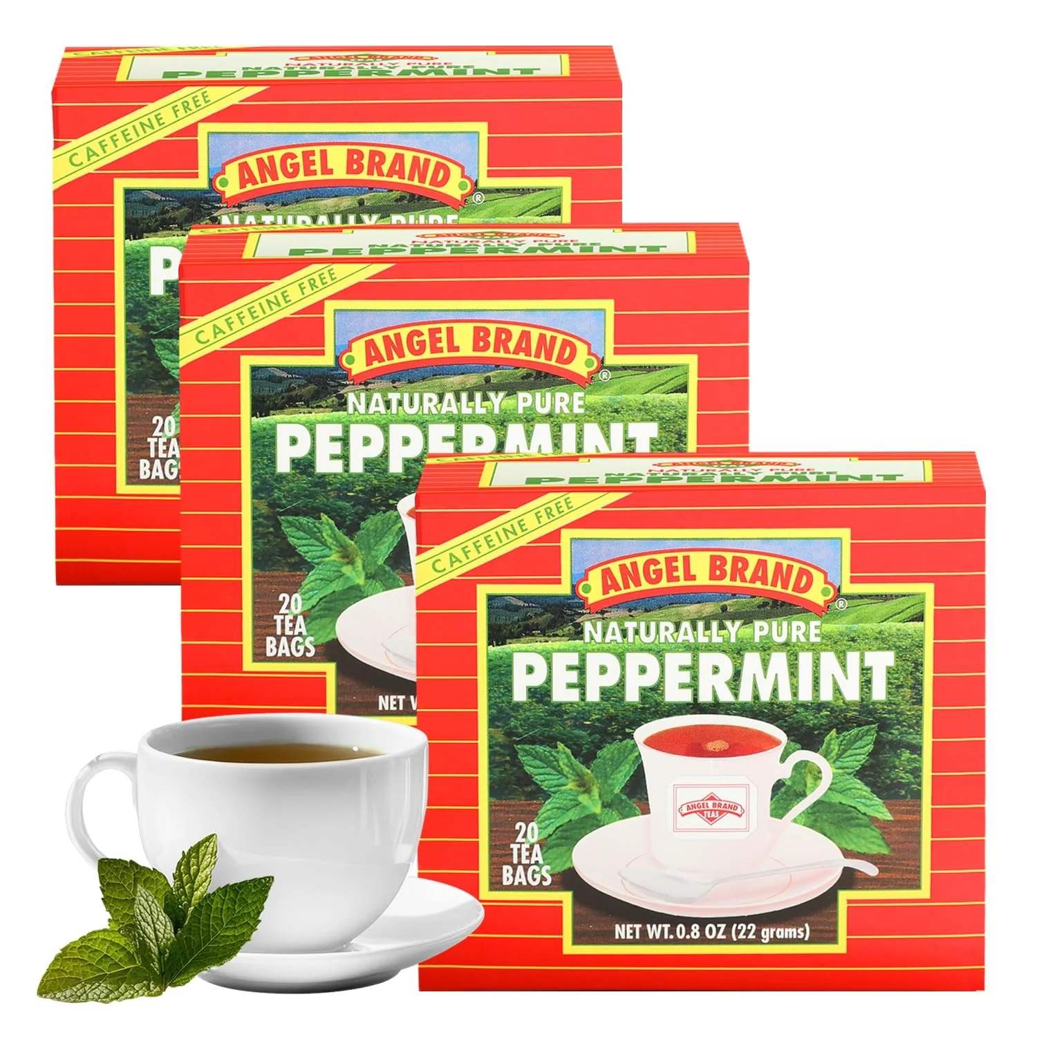 Fine Crafted Peppermint Tea Bags 20 Count 3 Pack Caffeine- for Relaxation Refreshing Peppermint Tea Traditional