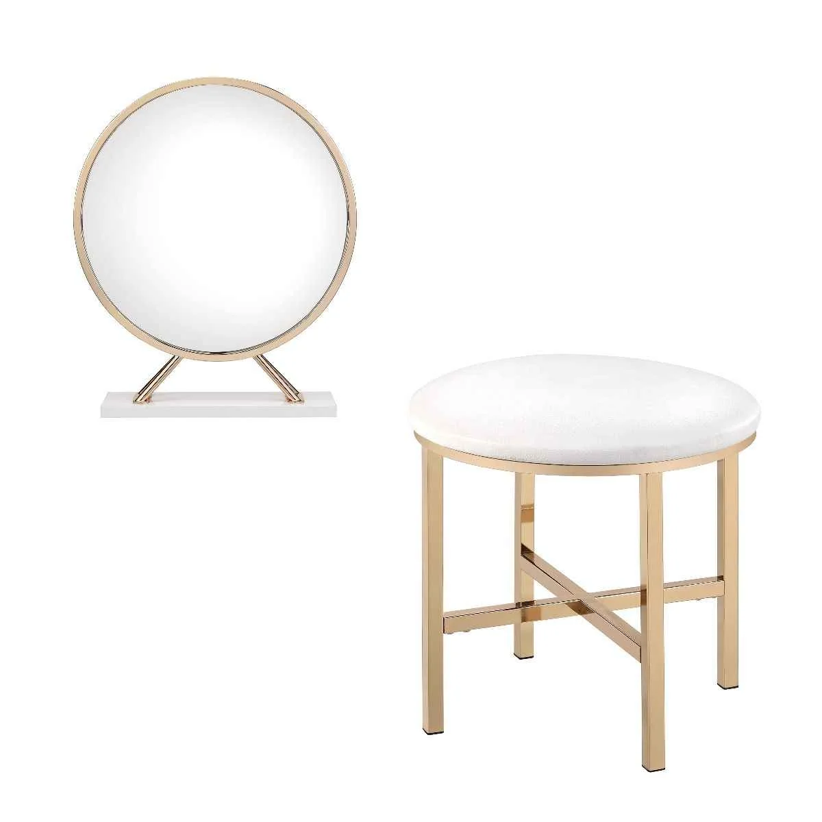 Original Design Midriaks - Mirror Stool - Synthetic Leather White Gold Versatile
