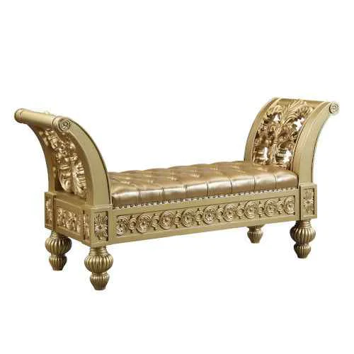 Exclusive Seville - Bench - Gold Synthetic Leather Gold Natural