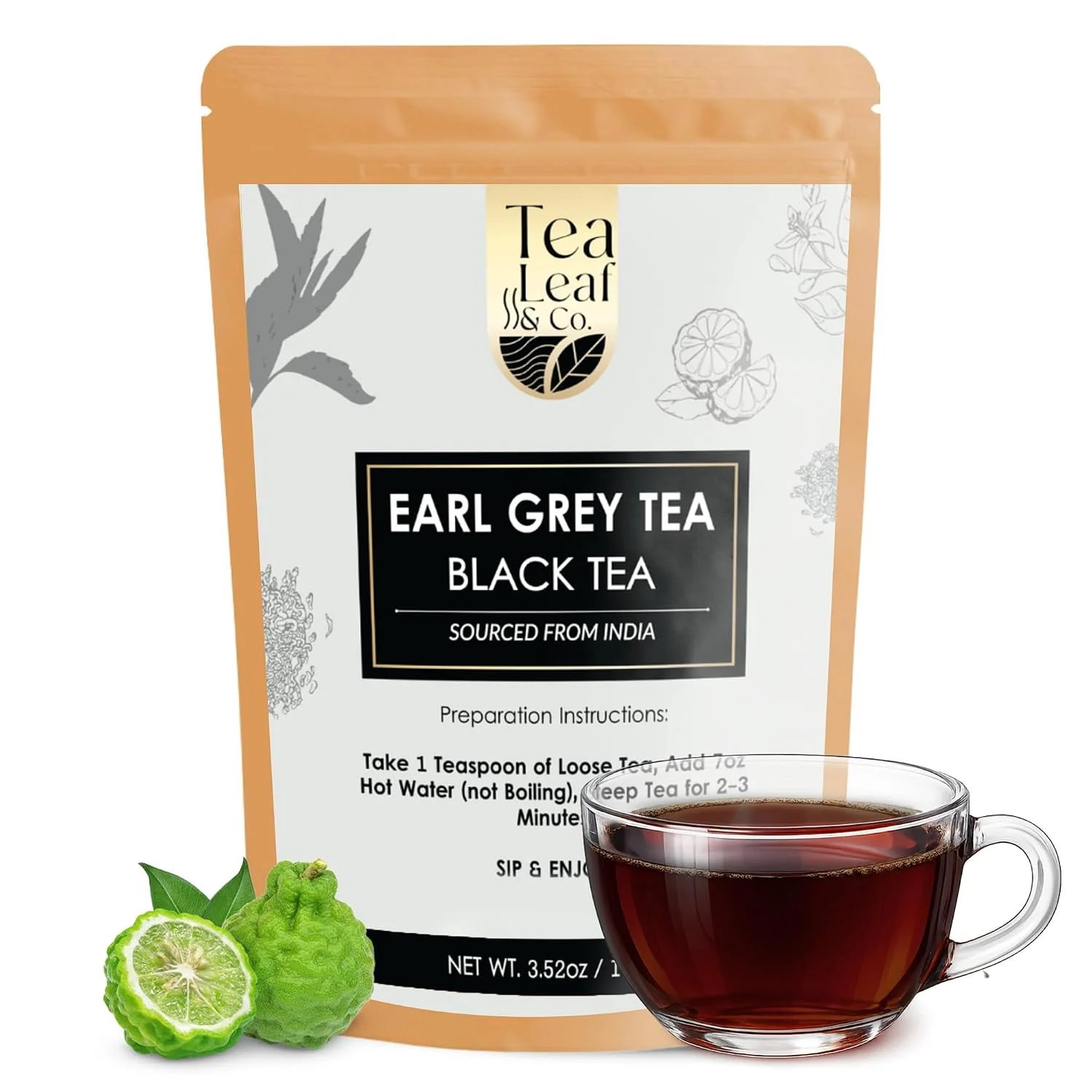 Breathable Earl Grey Black Tea Loose Leaf 100gm 3.5oz Makes Upto 50 Servings High-Quality