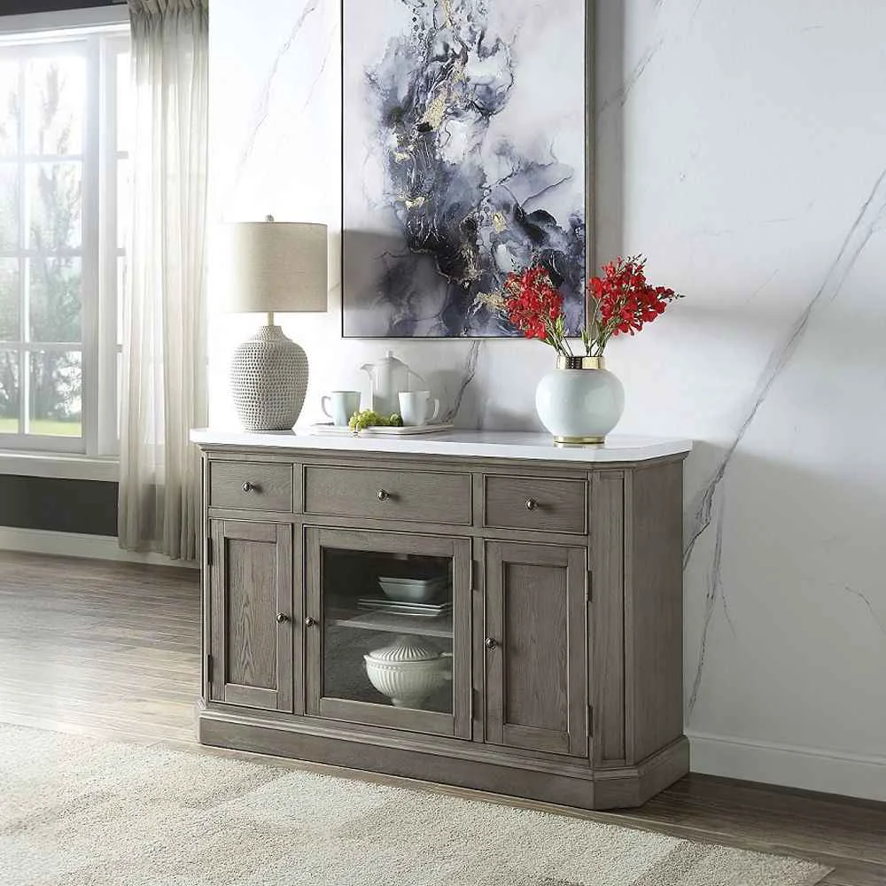 Next-Generation Zumala - Server - Marble Top Weathered Oak Comfortable